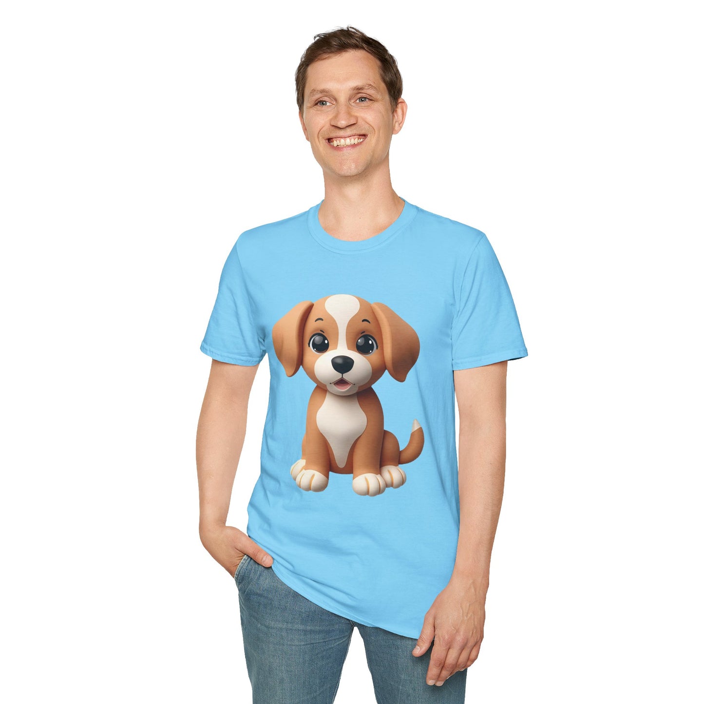 Adorable Puppy 3D Graphic T-Shirt for Dog Lovers, Cute Pet Shirt