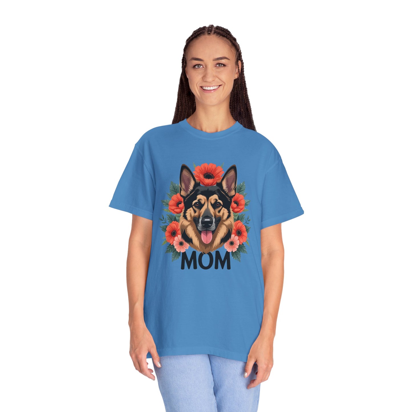 Floral German Shepherd Dog Mom T-Shirt, Perfect Gift for Dog Lovers, Mother’s Day, Birthday, Casual Wear, Comfortable Everyday Tee