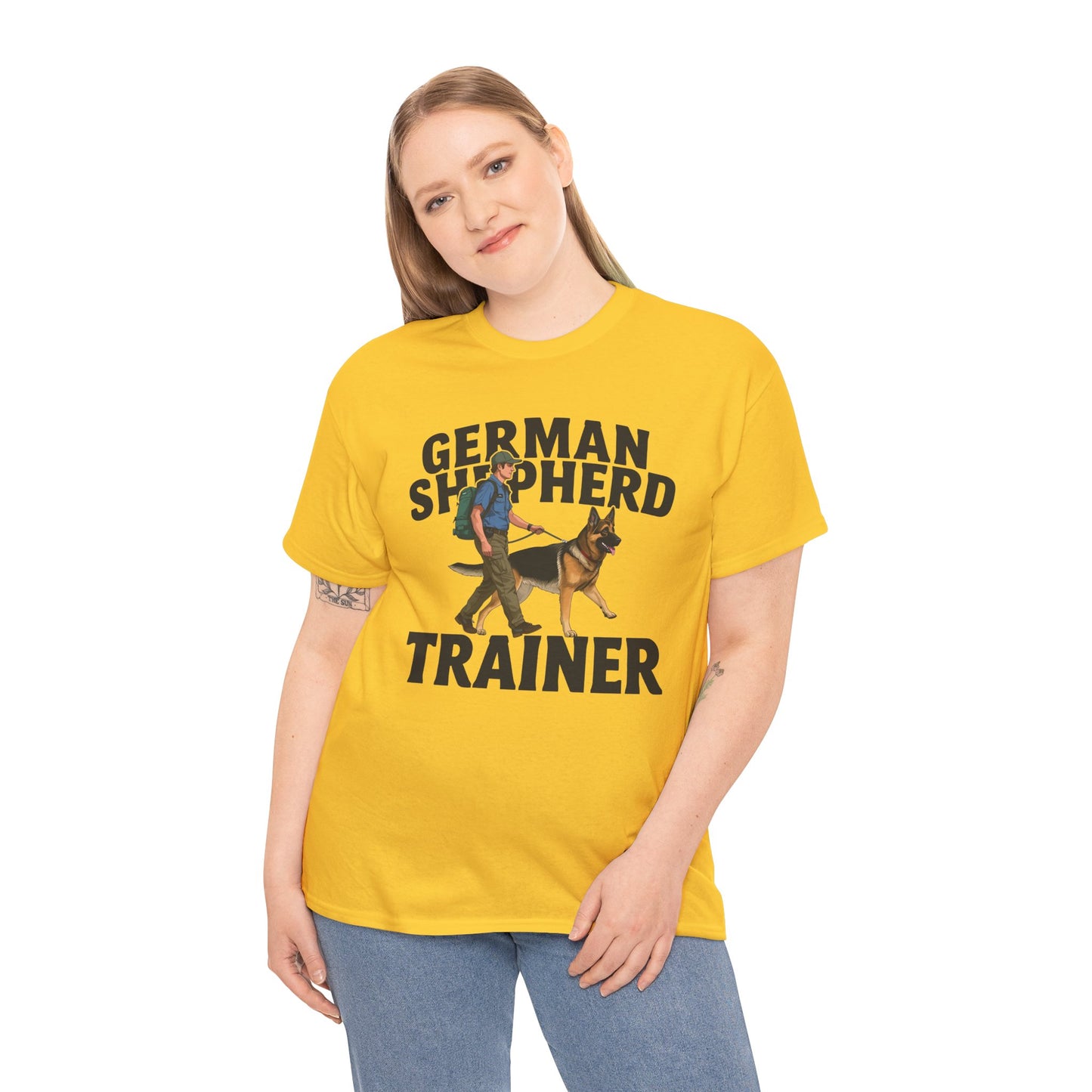 German Shepherd Trainer Tee - Man Holding a German Shepherd | Dog Lover Gift