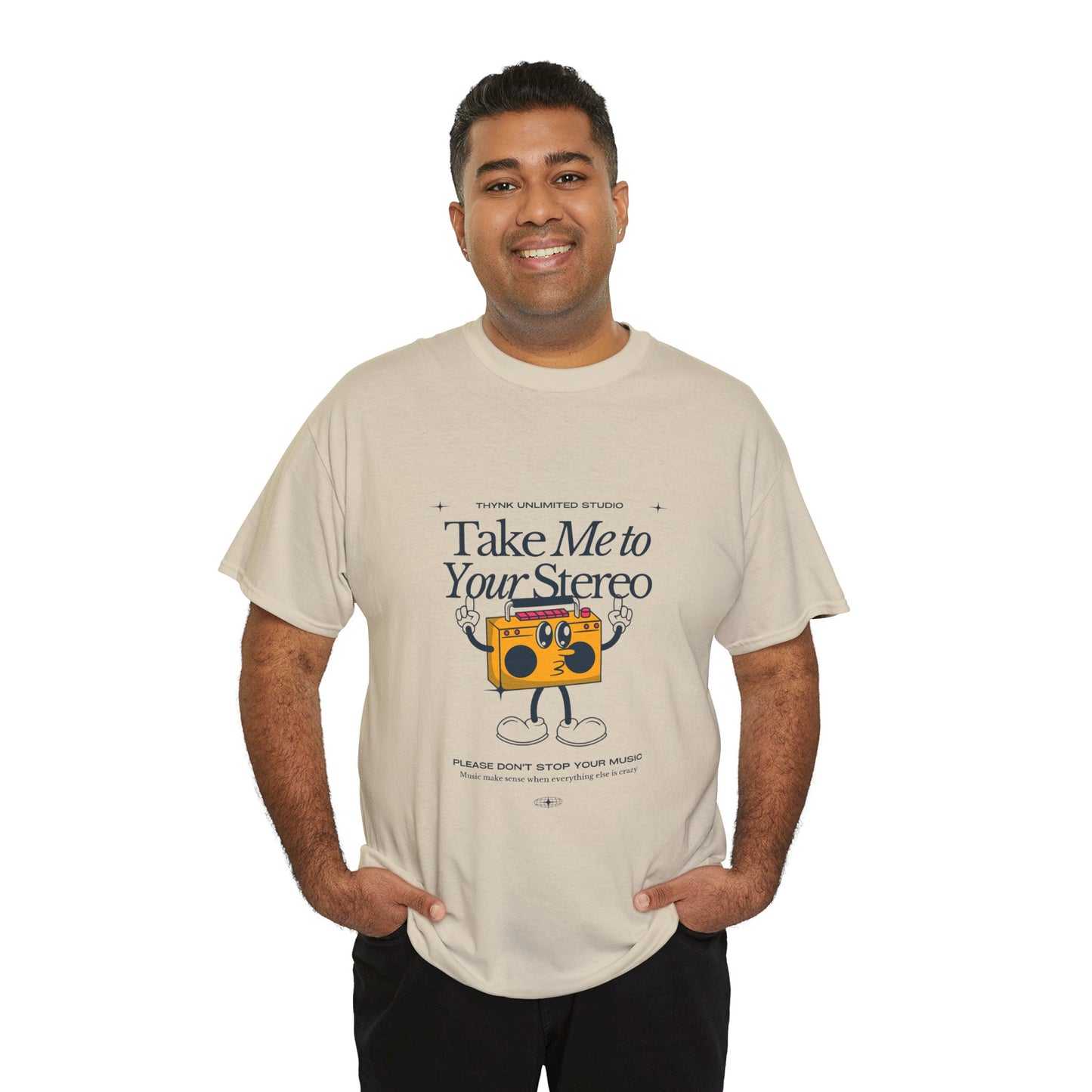 Retro Music Lover Tee - Take Me To Your Stereo, Vintage Style Shirt, Graphic T-Shirt, Unisex Cotton Top, Perfect Gift for Musicians, Summer Outfit