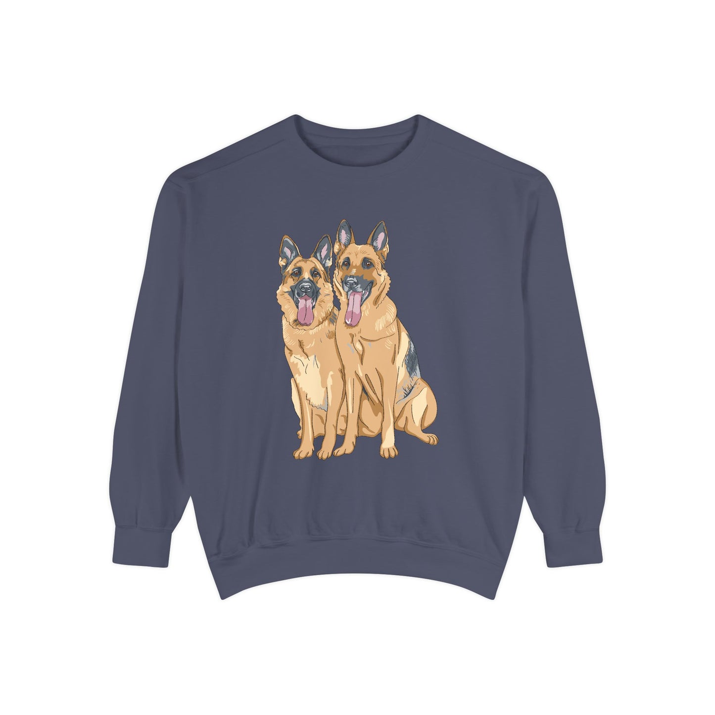 Unisex Dog Lover Sweatshirt With Graphic of Two German Shepherd Sloppily Sitting