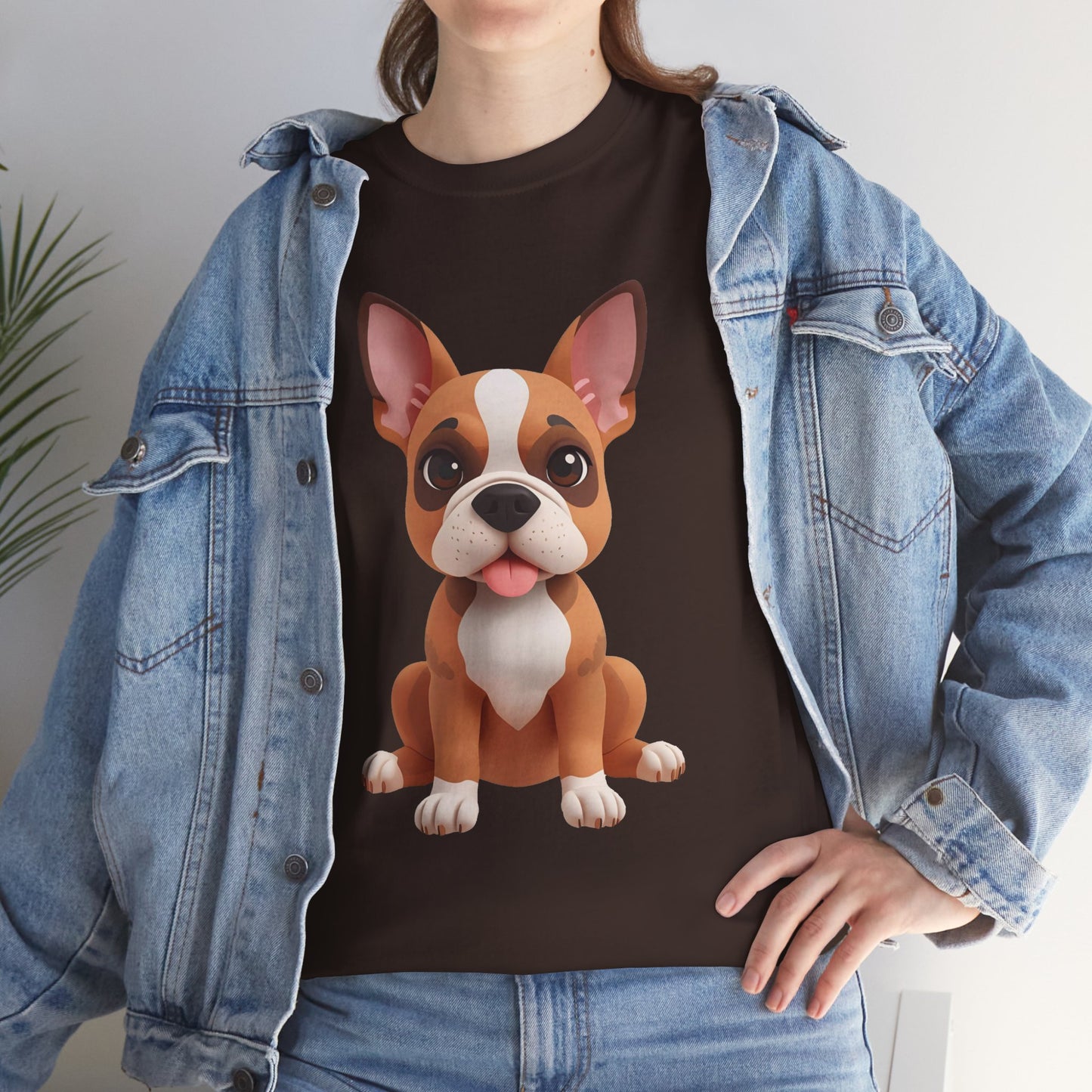 Cute 3D French Bulldog T-Shirt Unisex Heavy Cotton Tee, Dog Lover Gift