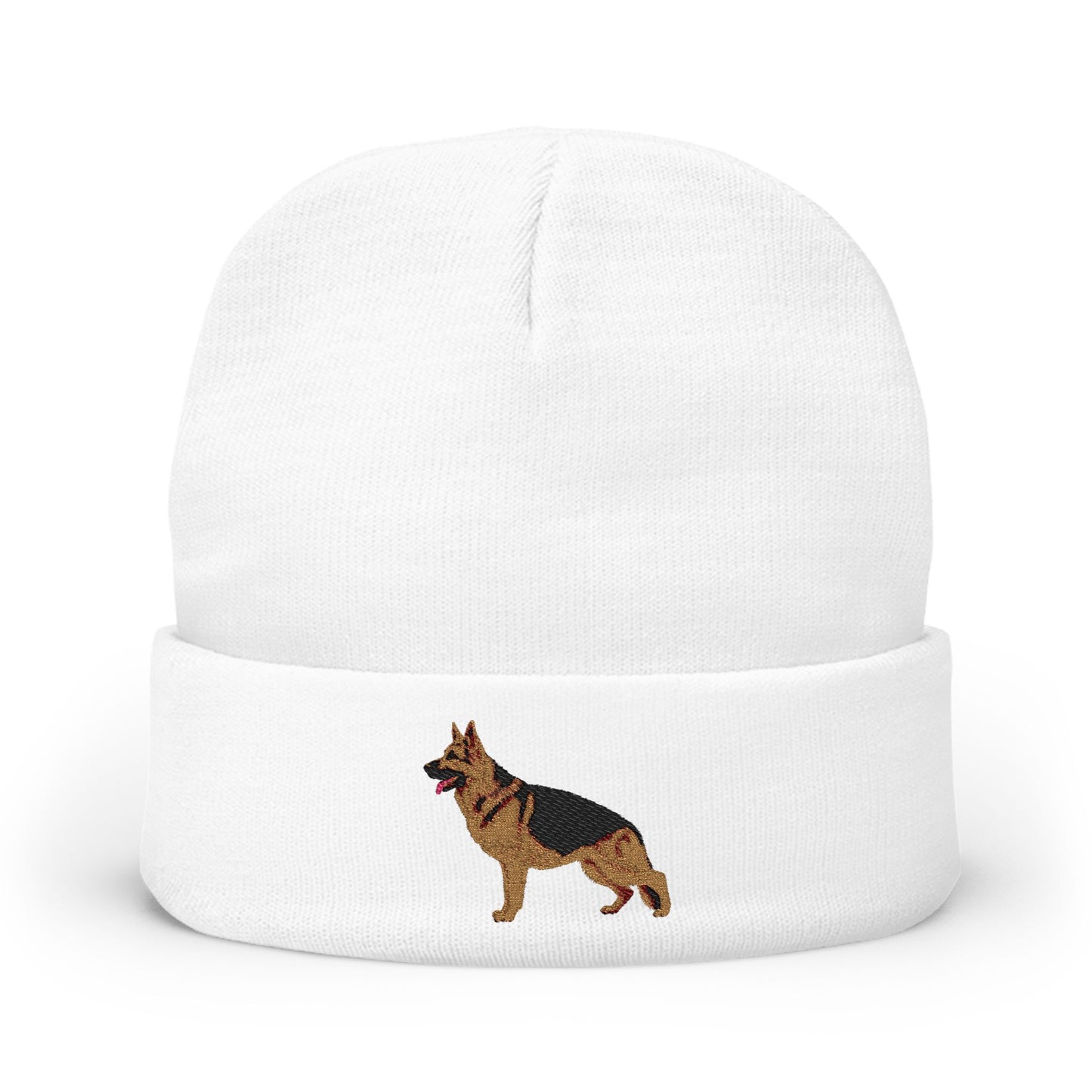 Embroidered Dog Lover Beanie - German Shepherd Standing in a Show Stance | Knit Hat for Pet Owners
