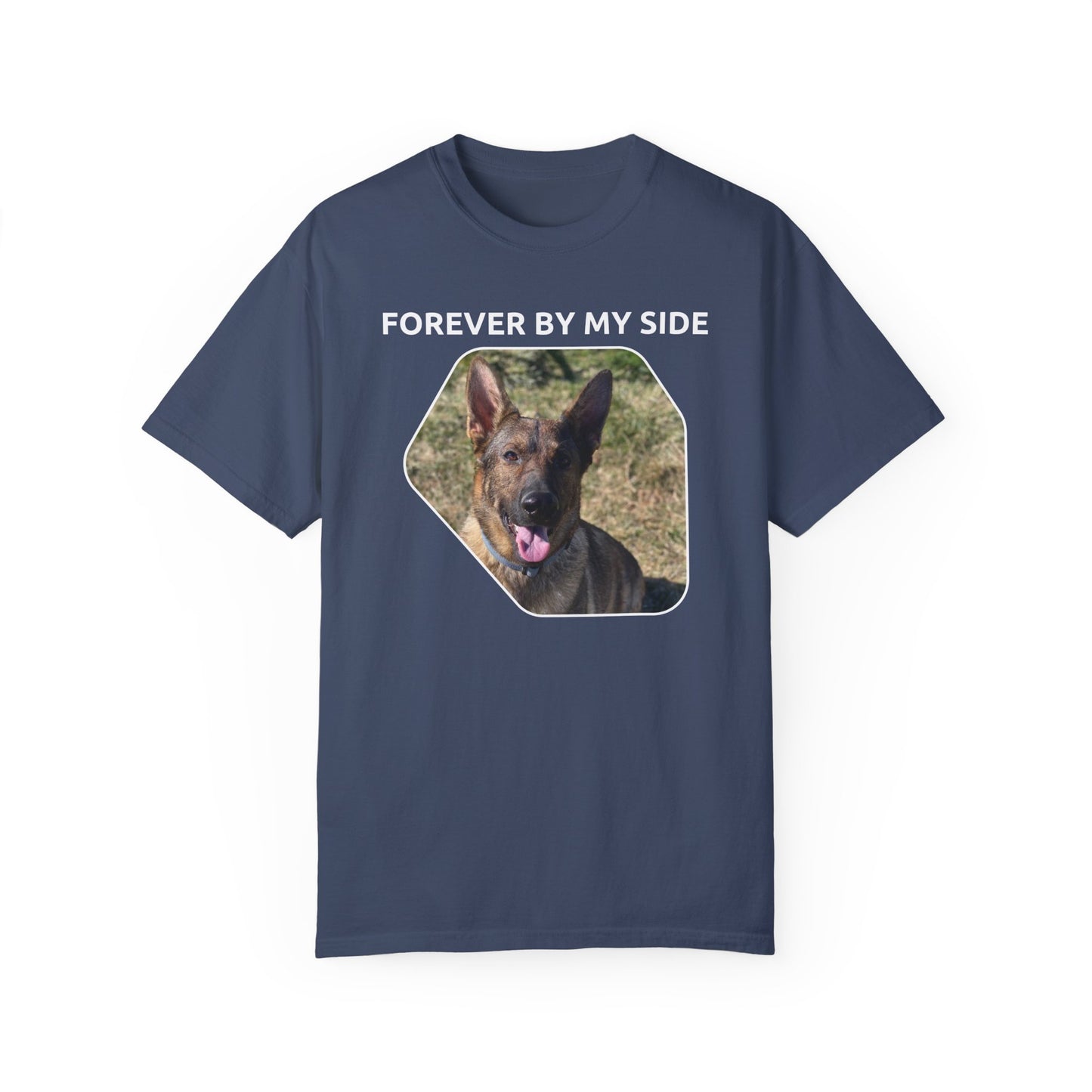 Unisex Dog Lover T-Shirt With Sable German Shepherd and Caption Forever By My Side