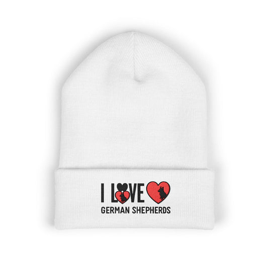 I Love German Shepherds Embroidered Classic Cuffed Beanie