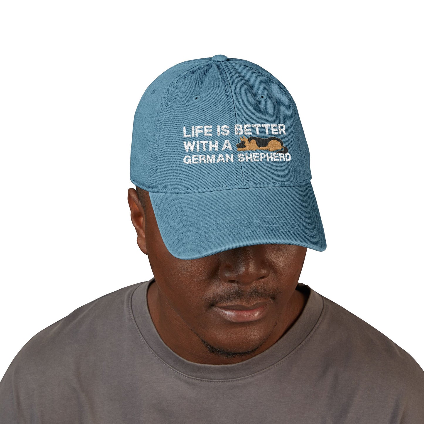 Embroidered Denim Hat - 'Life Is Better With A German Shepherd'