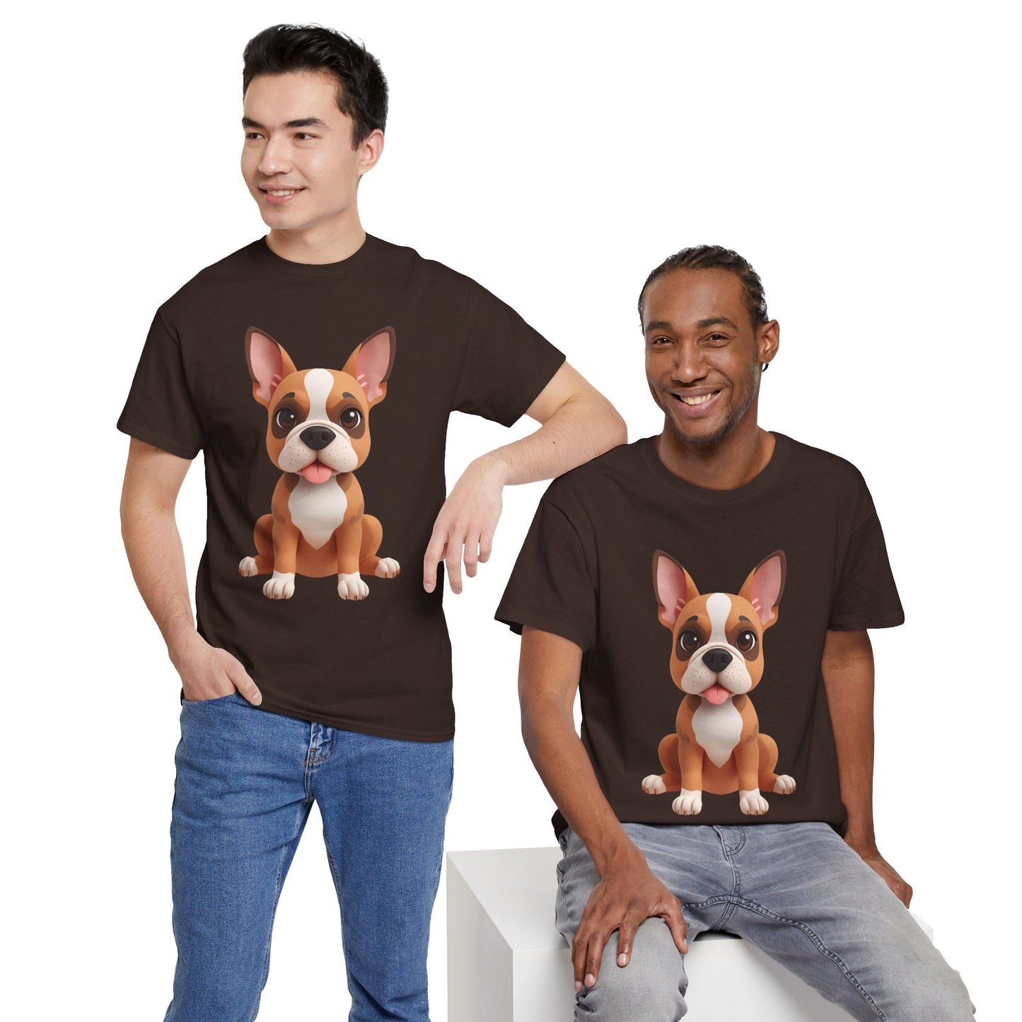 Cute 3D French Bulldog T-Shirt Unisex Heavy Cotton Tee, Dog Lover Gift