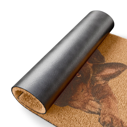 Custom German Shepherd Doormat Featuring a Sad German Shepherd Resting on the Floor
