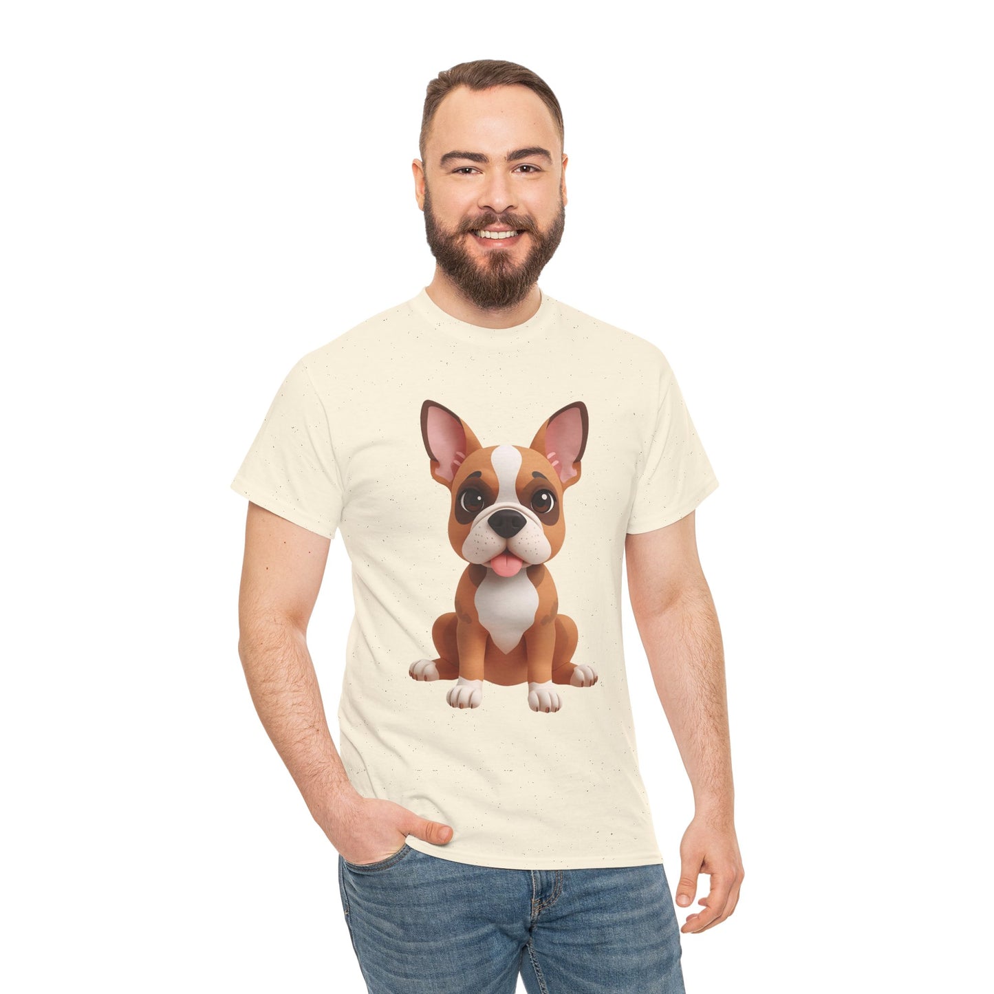 Cute 3D French Bulldog T-Shirt Unisex Heavy Cotton Tee, Dog Lover Gift