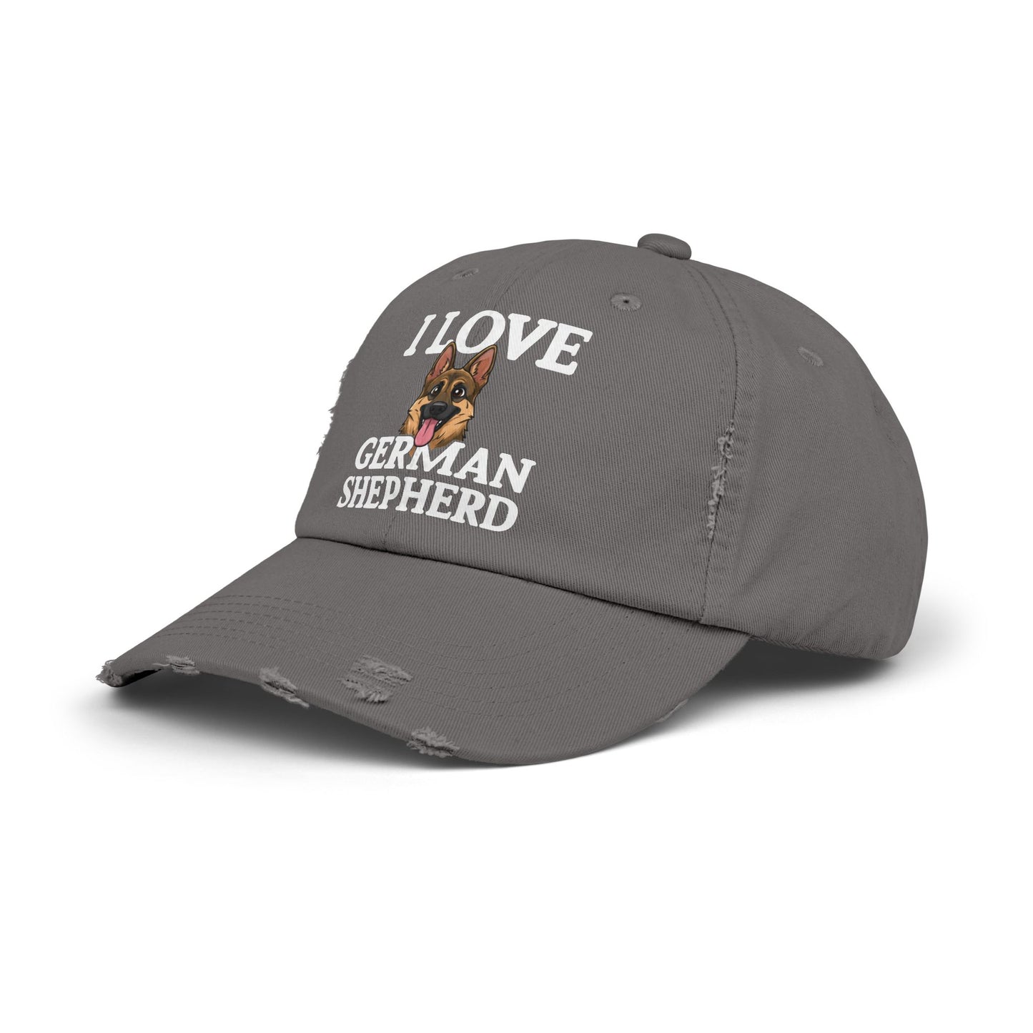 I Love German Shepherd Distressed Cap - Unisex Adjustable Baseball Hat