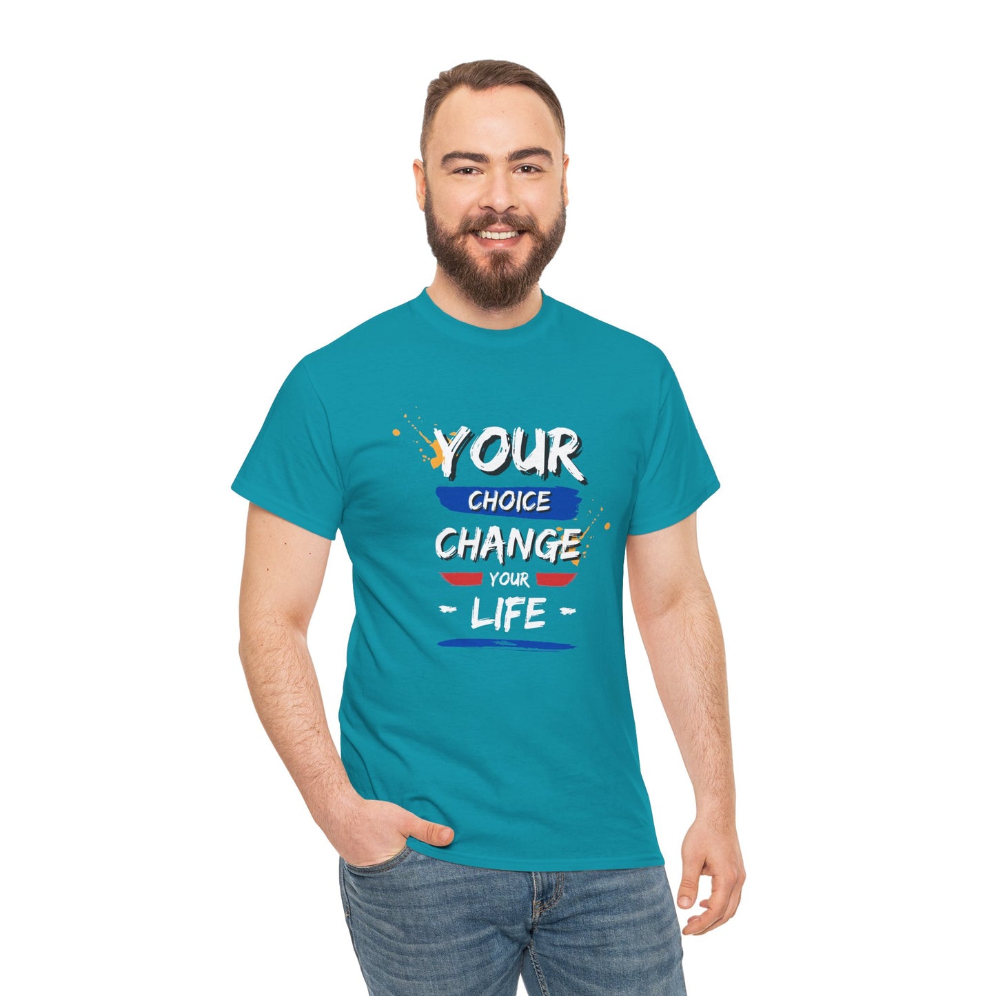 Inspirational Quote Unisex Heavy Cotton Tee - "Your Choice Change For Life", Motivational Shirt, Casual Wear, Gift Idea, Everyday Comfort