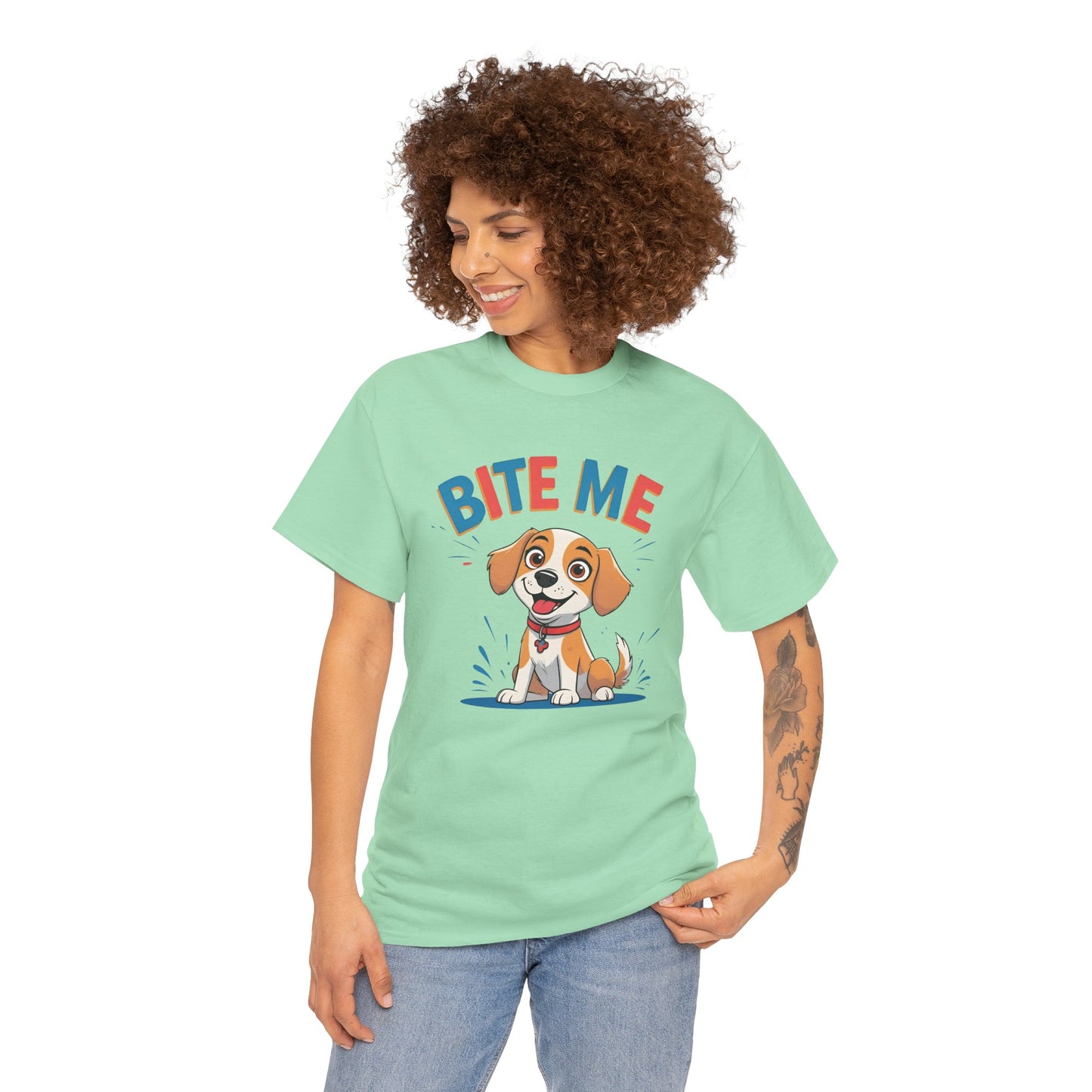 Playful Dog Lover Tee, Bite Me Unisex Cotton T-Shirt for Dog Trainers, Funny Gift for Dog Lovers, Cute Dog Apparel