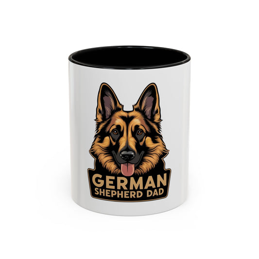 German Shepherd Dad Accent Coffee Mug - Pet Lover Gift, Dog Dad Mug, Black Trim Mug, Father's Day Present, Dog Owner Coffee Cup