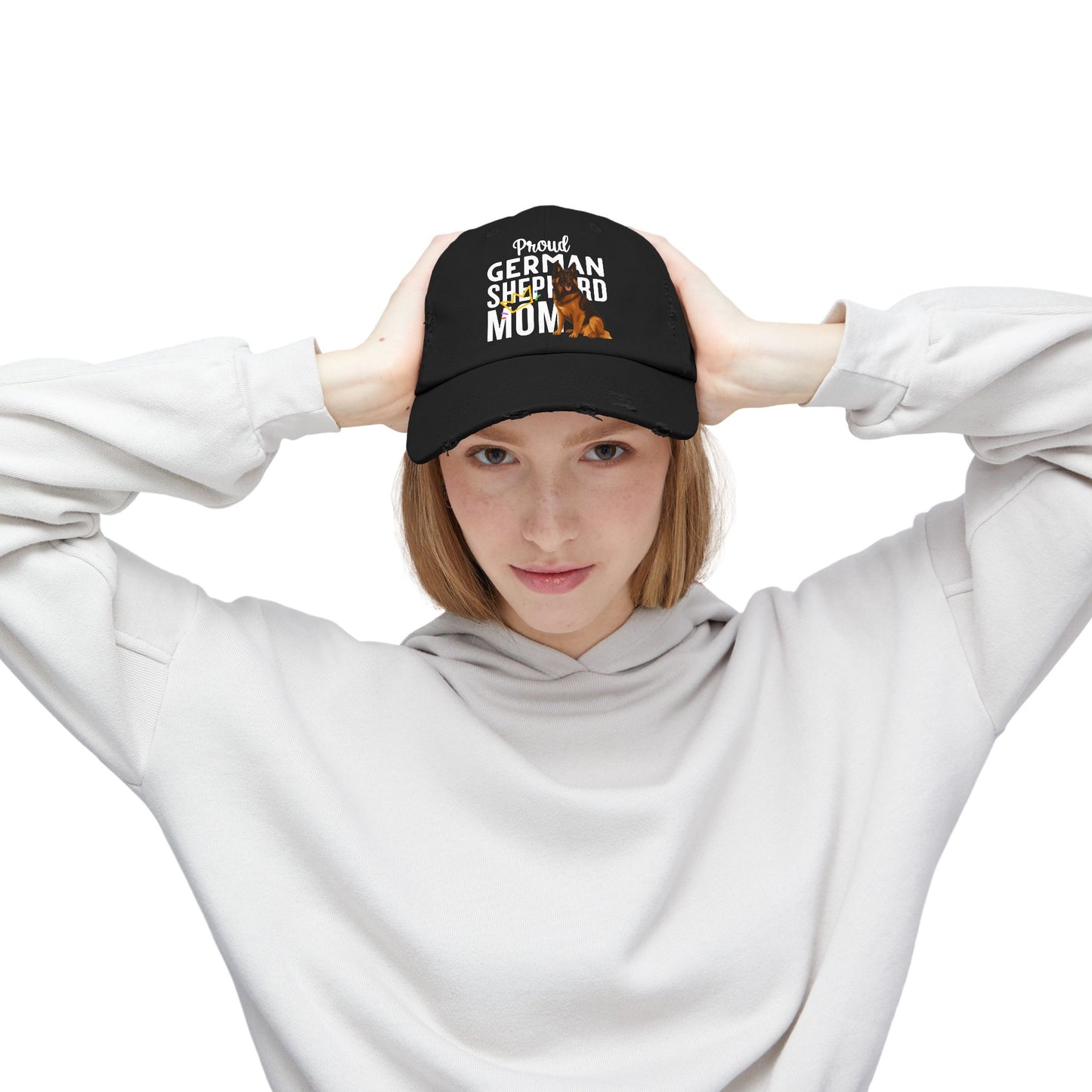 Proud German Shepherd Mom Distressed Cap - Unisex Pet Lover Hat