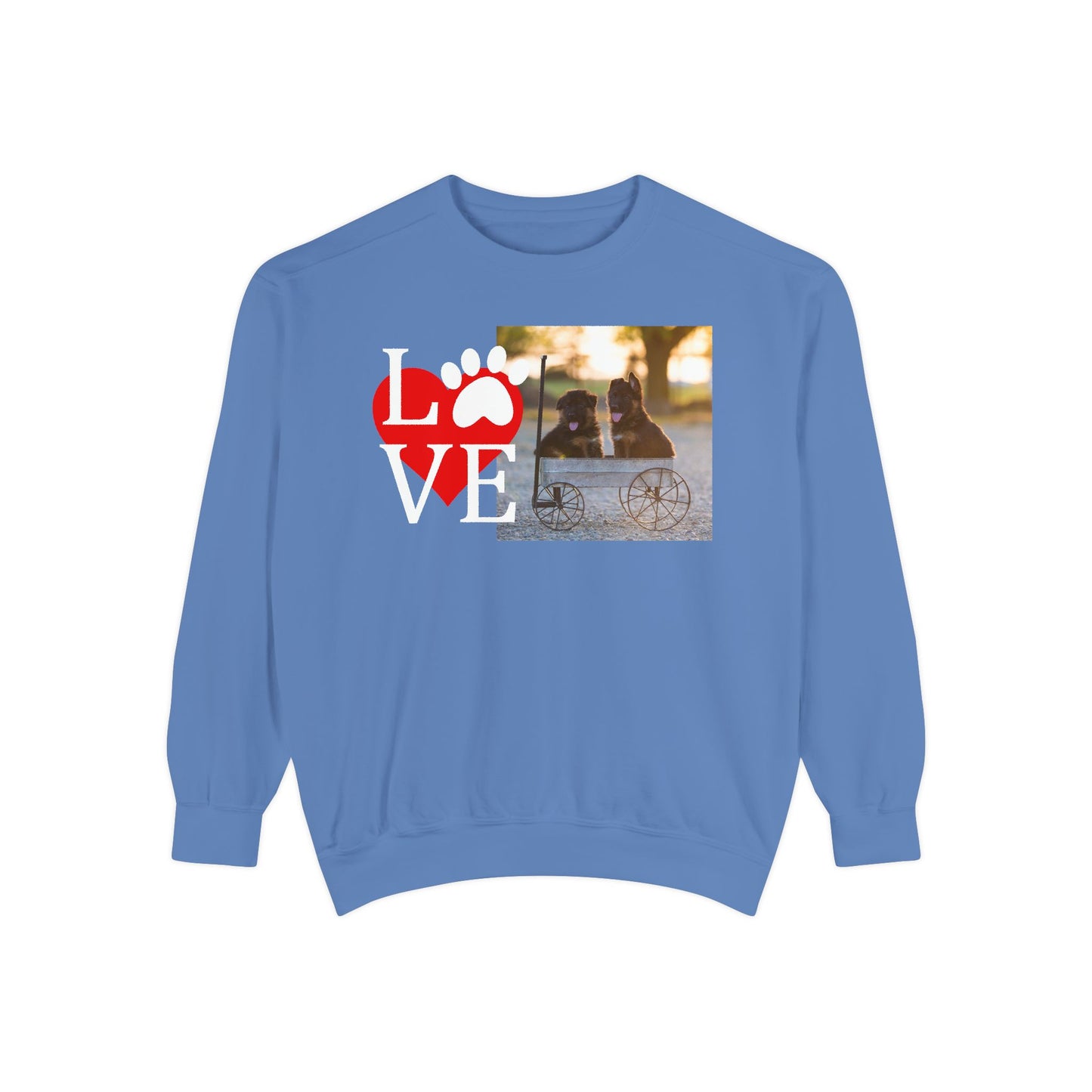 Love Paw Unisex Garment-Dyed Sweatshirt - Cozy Pet Apparel for Animal Lovers