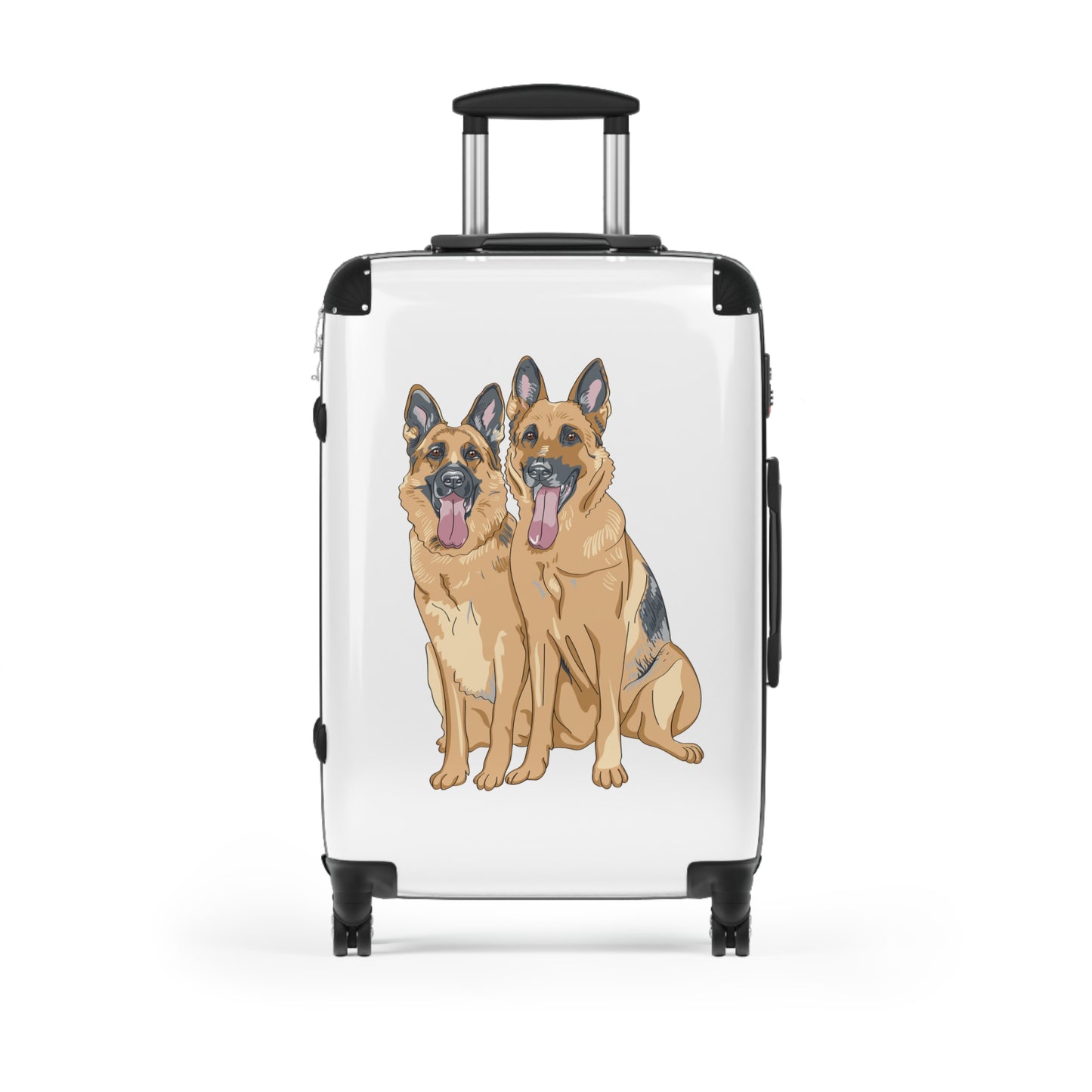 Dog Lover Suitcase Featuring Two German Shepherds Sloppily Sitting