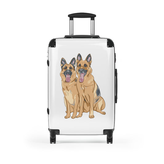 Dog Lover Suitcase Featuring Two German Shepherds Sloppily Sitting