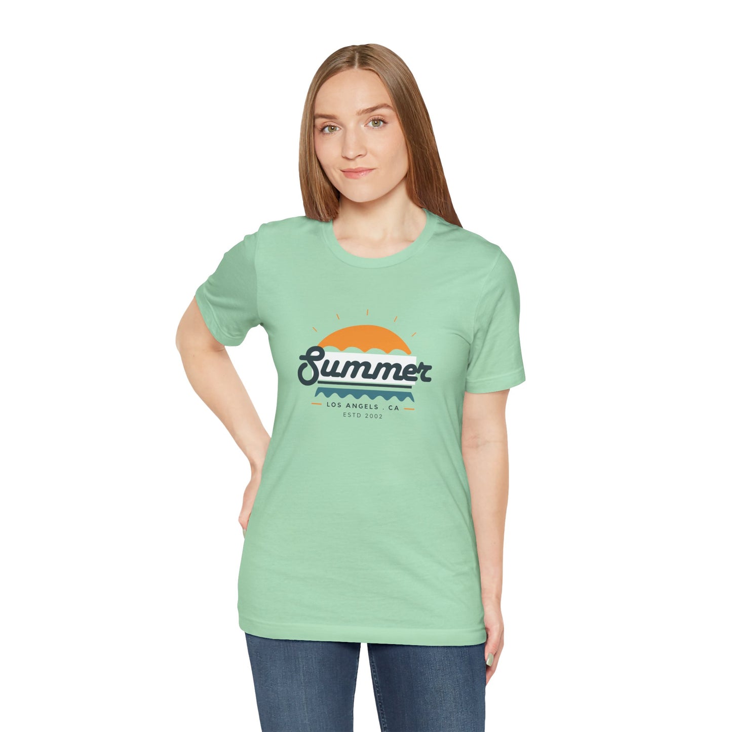 Summer Vibes Unisex Jersey Short Sleeve Tee, Beach Shirt, Casual Summer Wear, Gift for Friends, Coastal Adventure Top, LA Style Tee