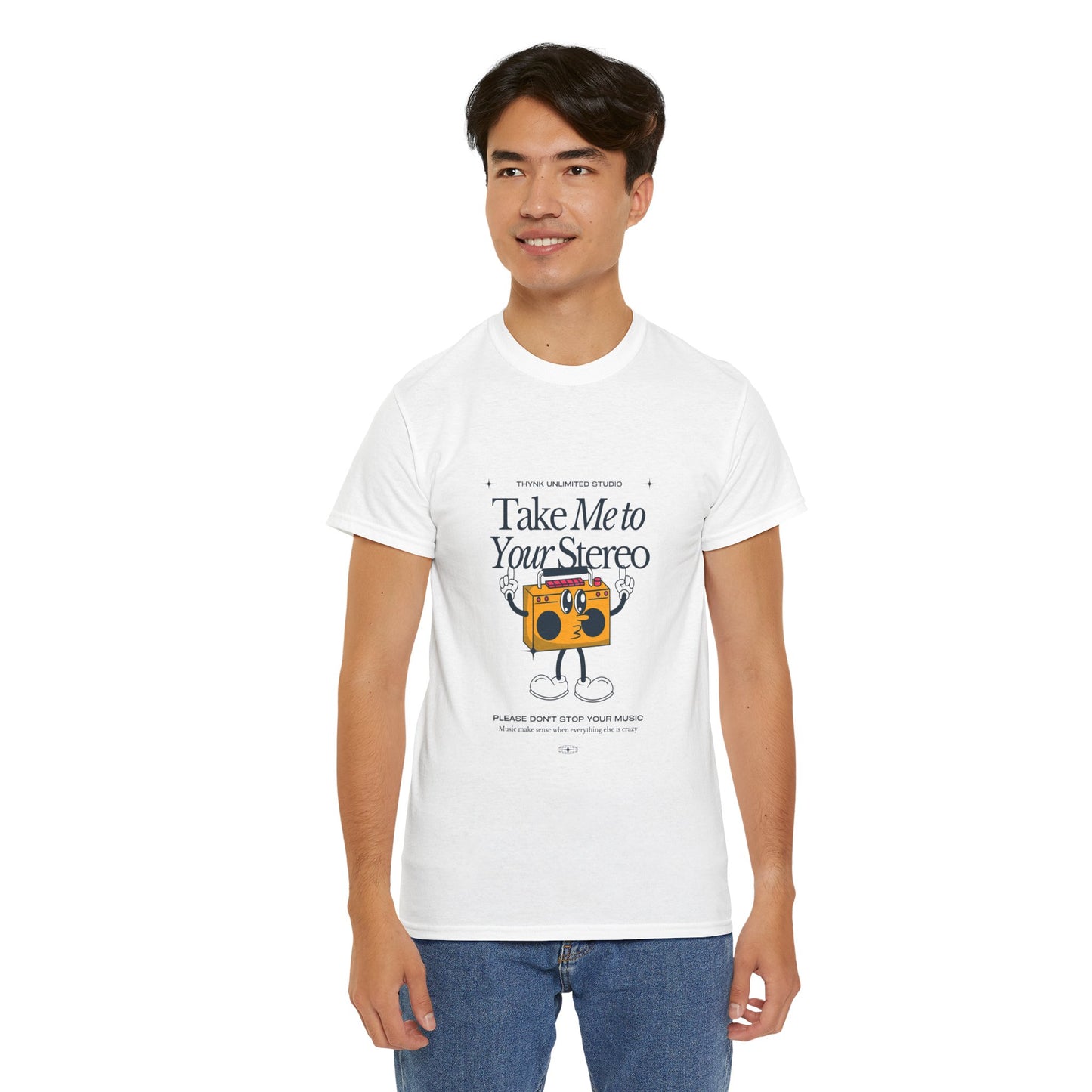Retro Music Lover Tee - Take Me To Your Stereo, Vintage Style Shirt, Graphic T-Shirt, Unisex Cotton Top, Perfect Gift for Musicians, Summer Outfit