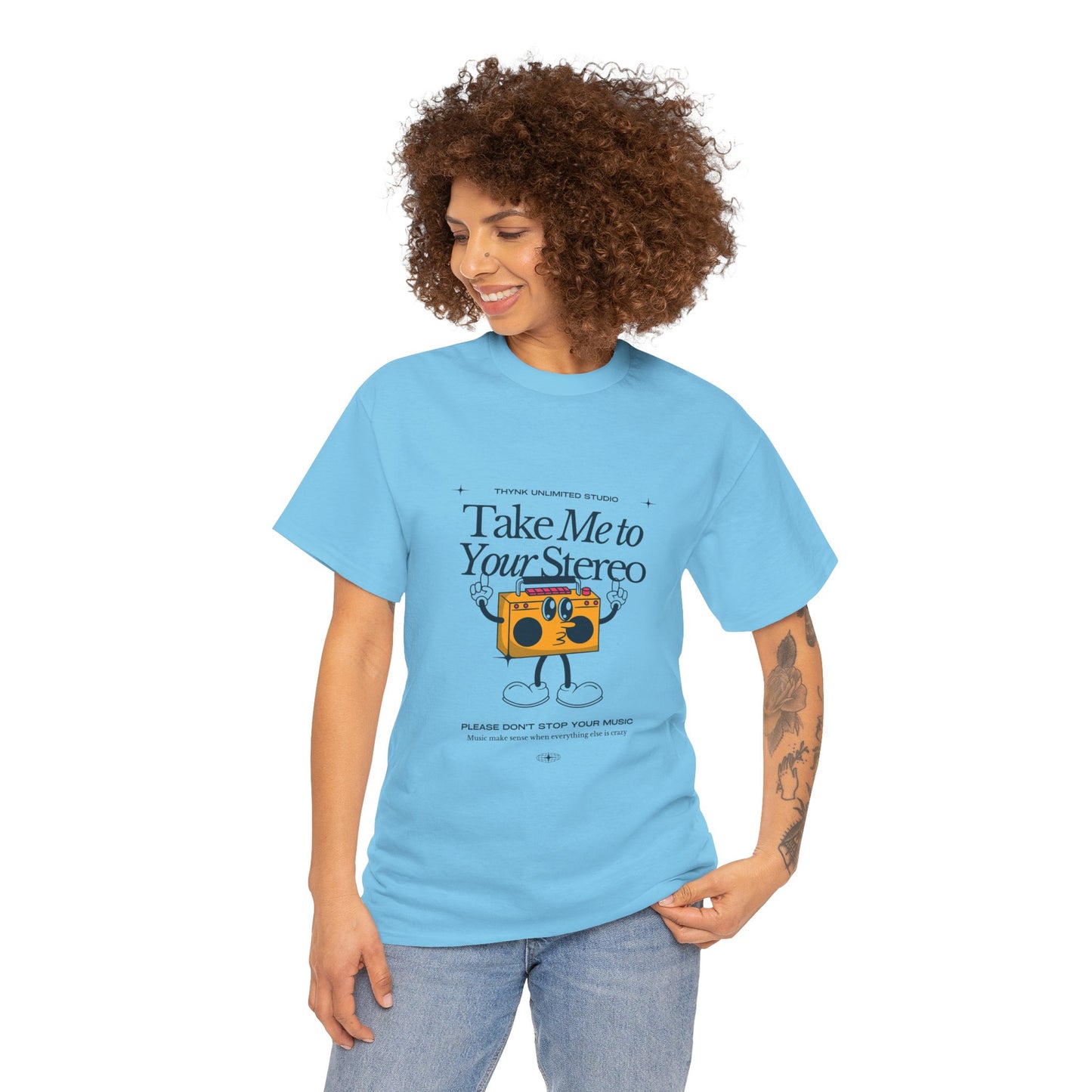 Retro Music Lover Tee - Take Me To Your Stereo, Vintage Style Shirt, Graphic T-Shirt, Unisex Cotton Top, Perfect Gift for Musicians, Summer Outfit
