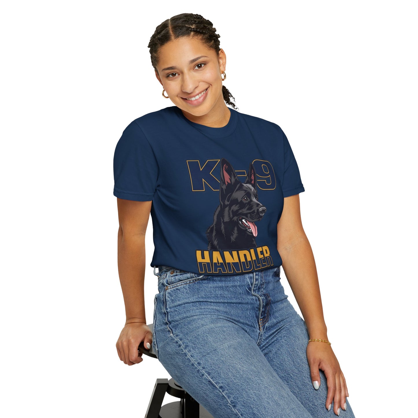 Black German Shepherd K-9 Handler T-Shirt, Garment-Dyed Unisex Tee for Dog Lovers