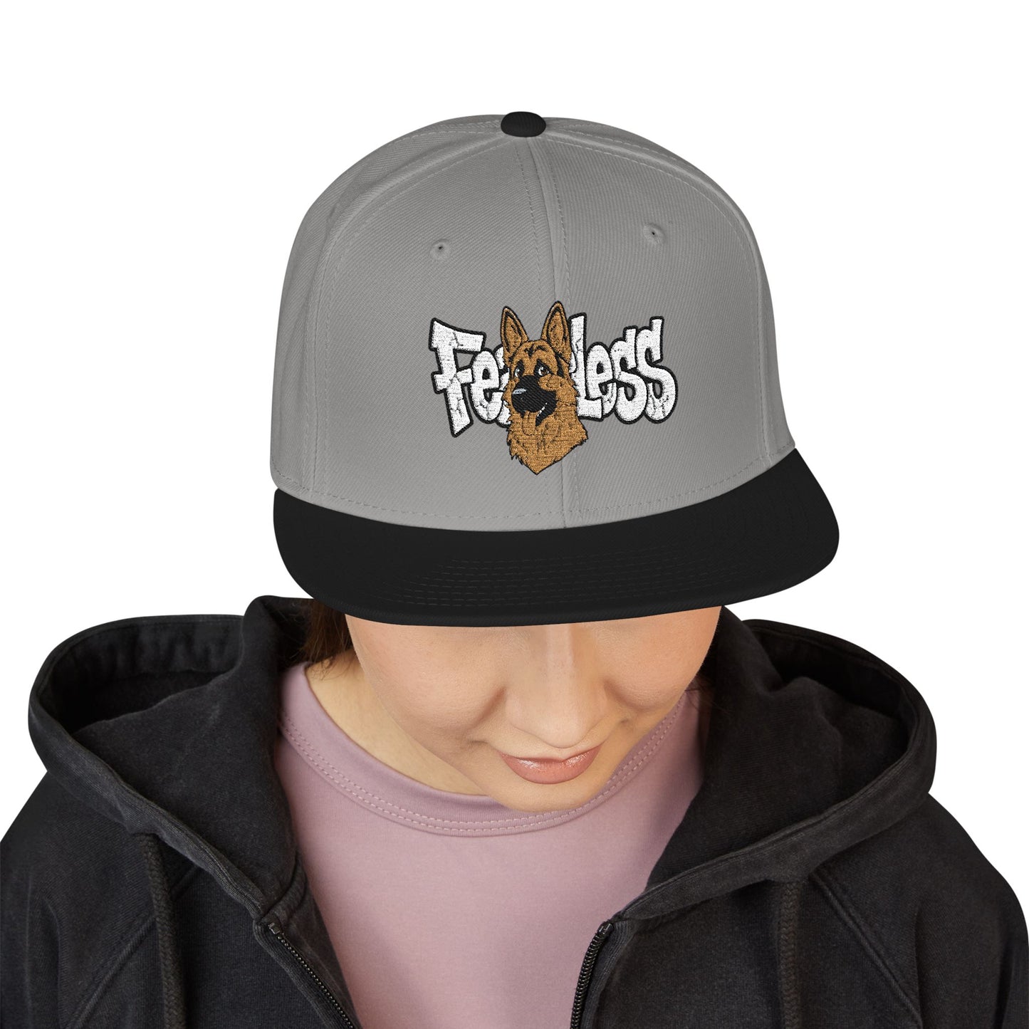German Shepherd Embroidered Snapback Hat - Fearless
