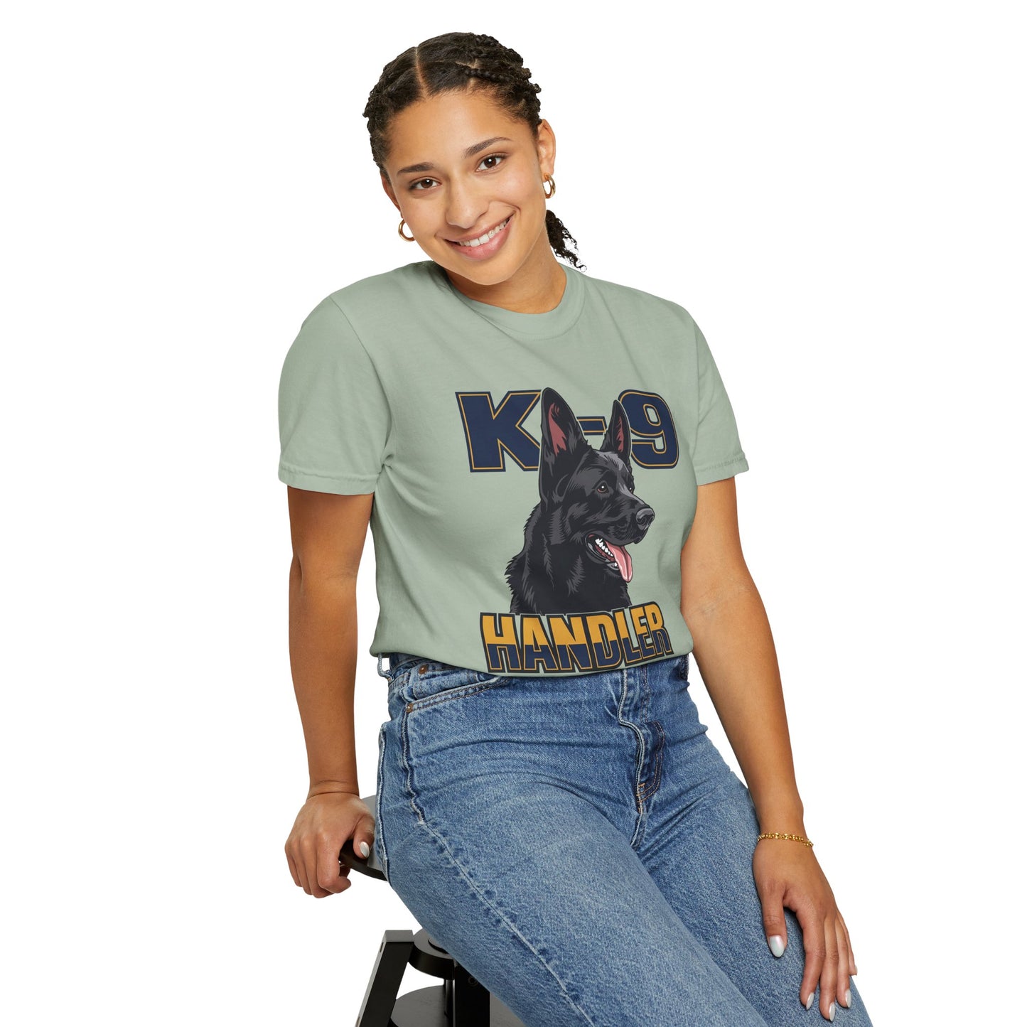 Black German Shepherd K-9 Handler T-Shirt, Garment-Dyed Unisex Tee for Dog Lovers