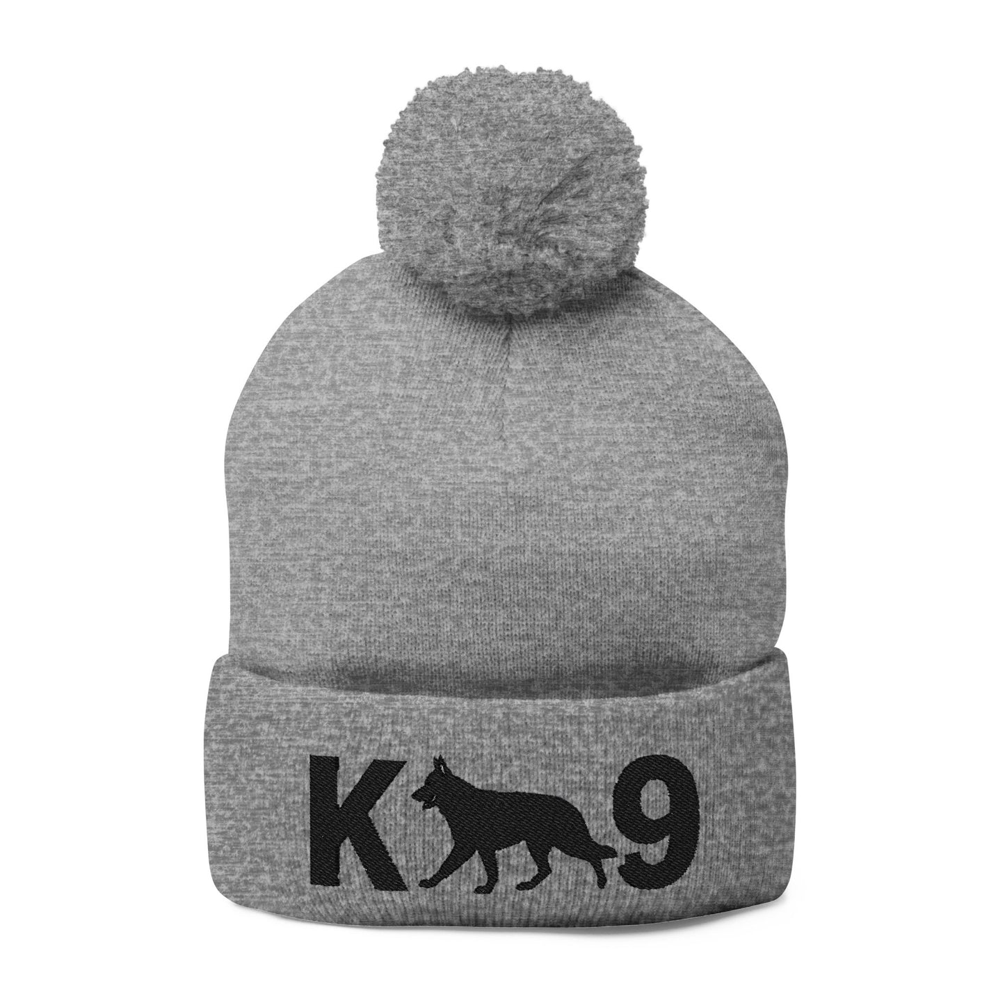 Embroidered K9 Pom-Pom Knit Cap - German Shepherd Design | Winter Beanie, Dog Lover Gift