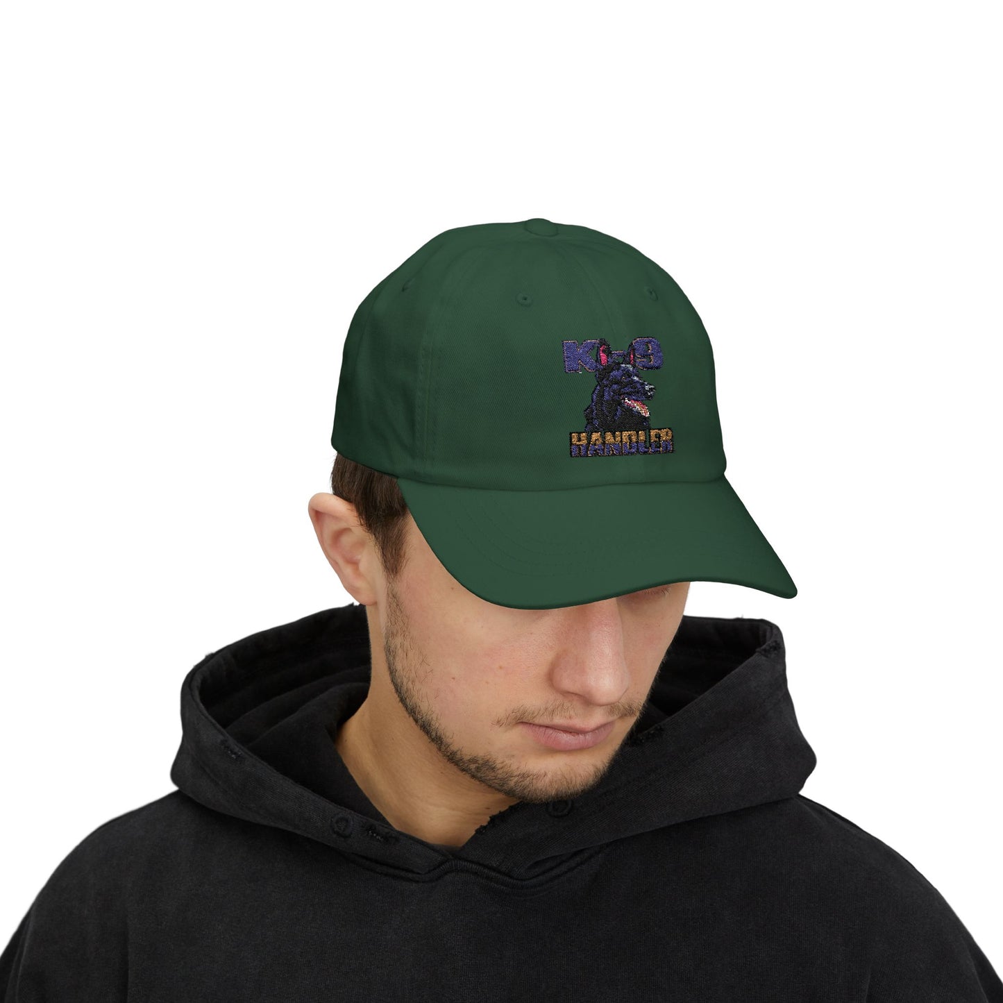 Embroidered K9 Handler Classic Dad Cap - Featuring a Black German Shepherd, Adjustable Cap for Pet Owners, Outdoor Hat