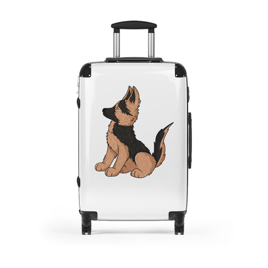 Personalized Dog Lover Suitcase - Featuring Cute German Shepherd Puppy Looking Upward