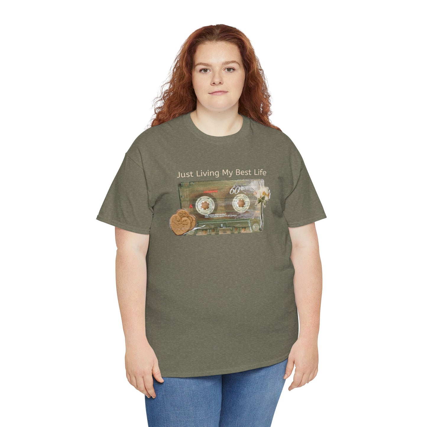 Just Living My Best Life Tee, Vintage Cassette T-Shirt, Casual Wear, Gift for Friends, Music Lover's Apparel
