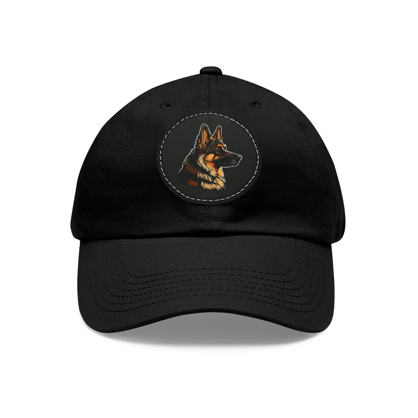 Customized Dad Hat with Leather Patch - German Shepherd Design
