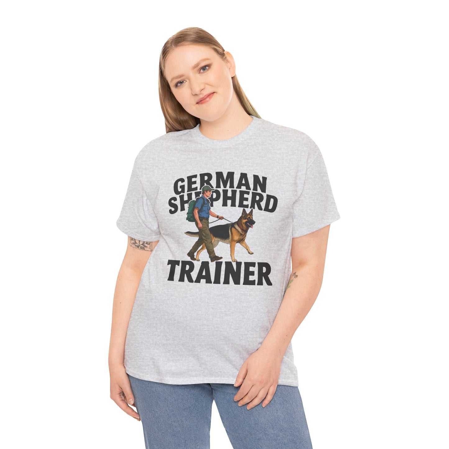 German Shepherd Trainer Tee - Man Holding a German Shepherd | Dog Lover Gift