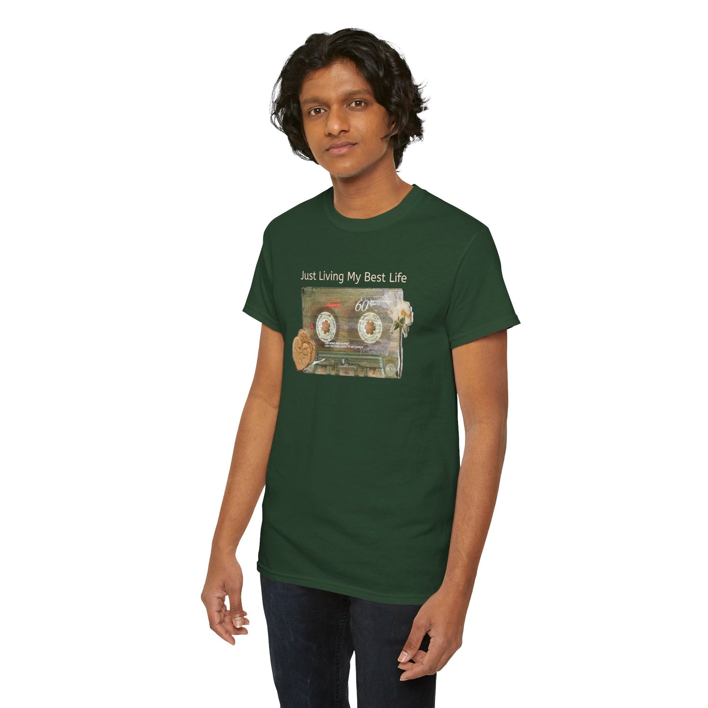 Just Living My Best Life Tee, Vintage Cassette T-Shirt, Casual Wear, Gift for Friends, Music Lover's Apparel
