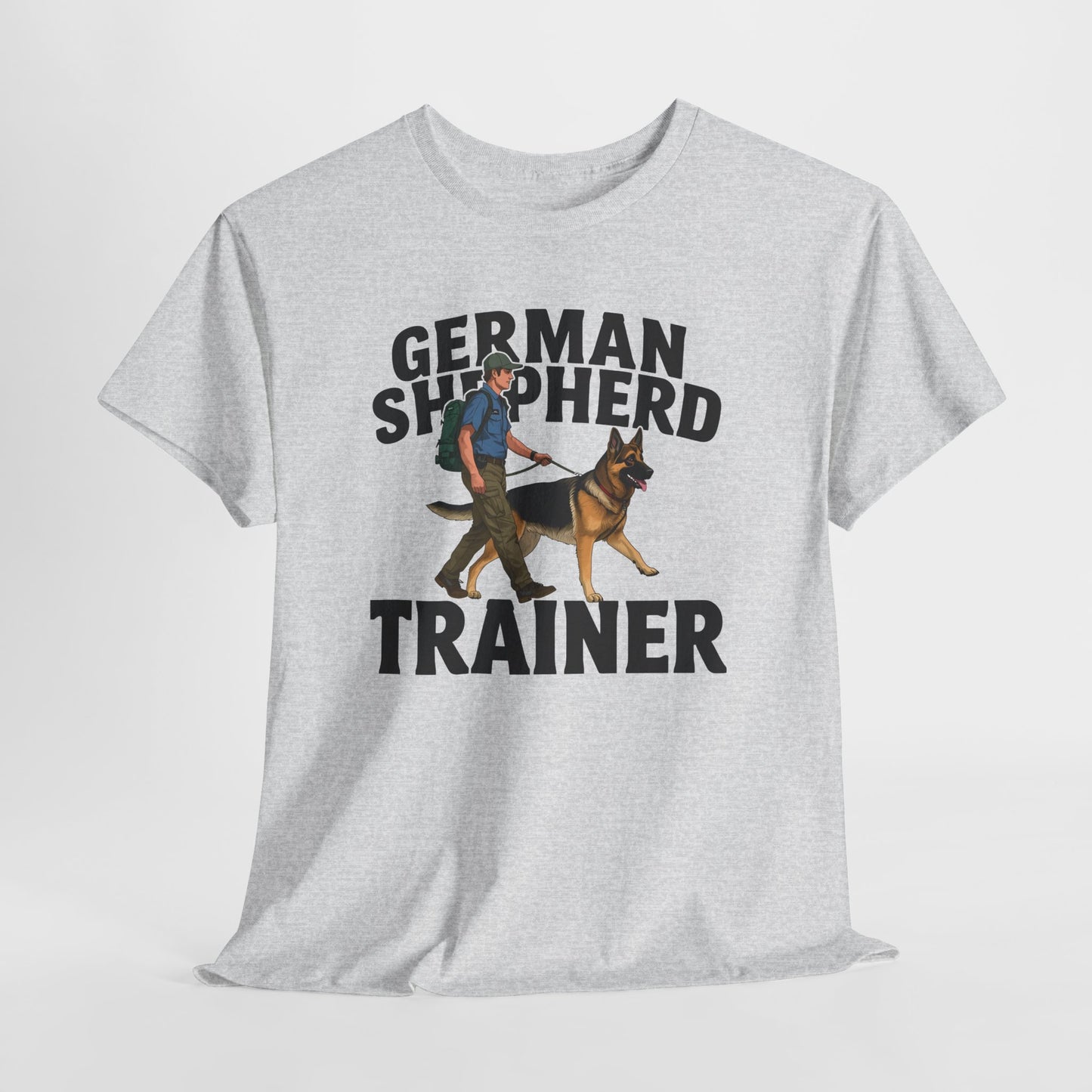 German Shepherd Trainer Tee - Man Holding a German Shepherd | Dog Lover Gift