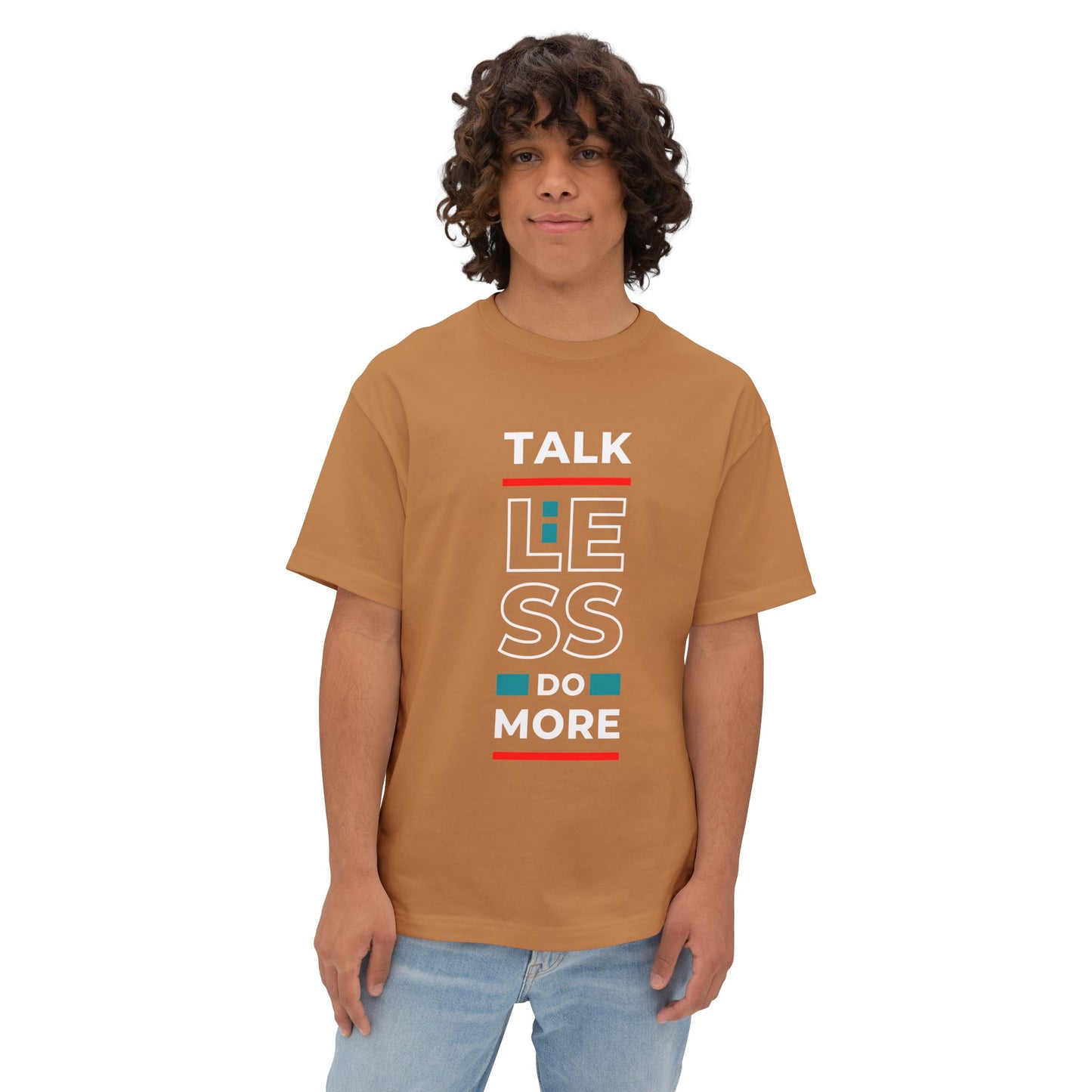 Unisex Oversized Boxy Tee - Motivational Talk Less Do More Shirt, Casual Wear, Everyday Style, Gift for Friends, Comfortable Tee