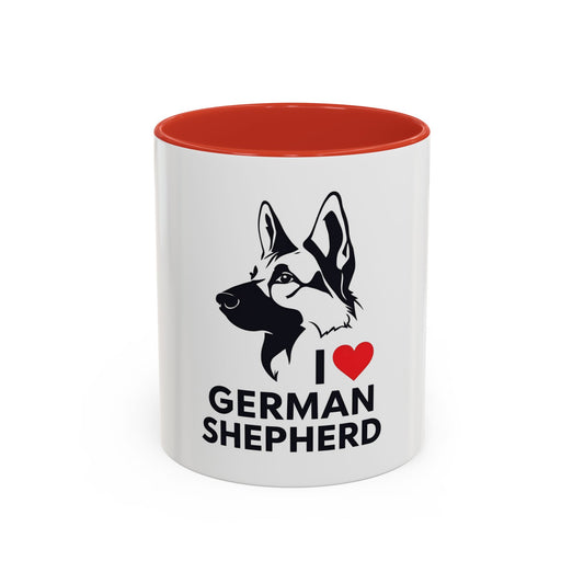 I Love German Shepherd Accent Coffee Mug - Perfect Gift for Dog Lovers, Pet Enthusiasts, Birthday, Home Decor