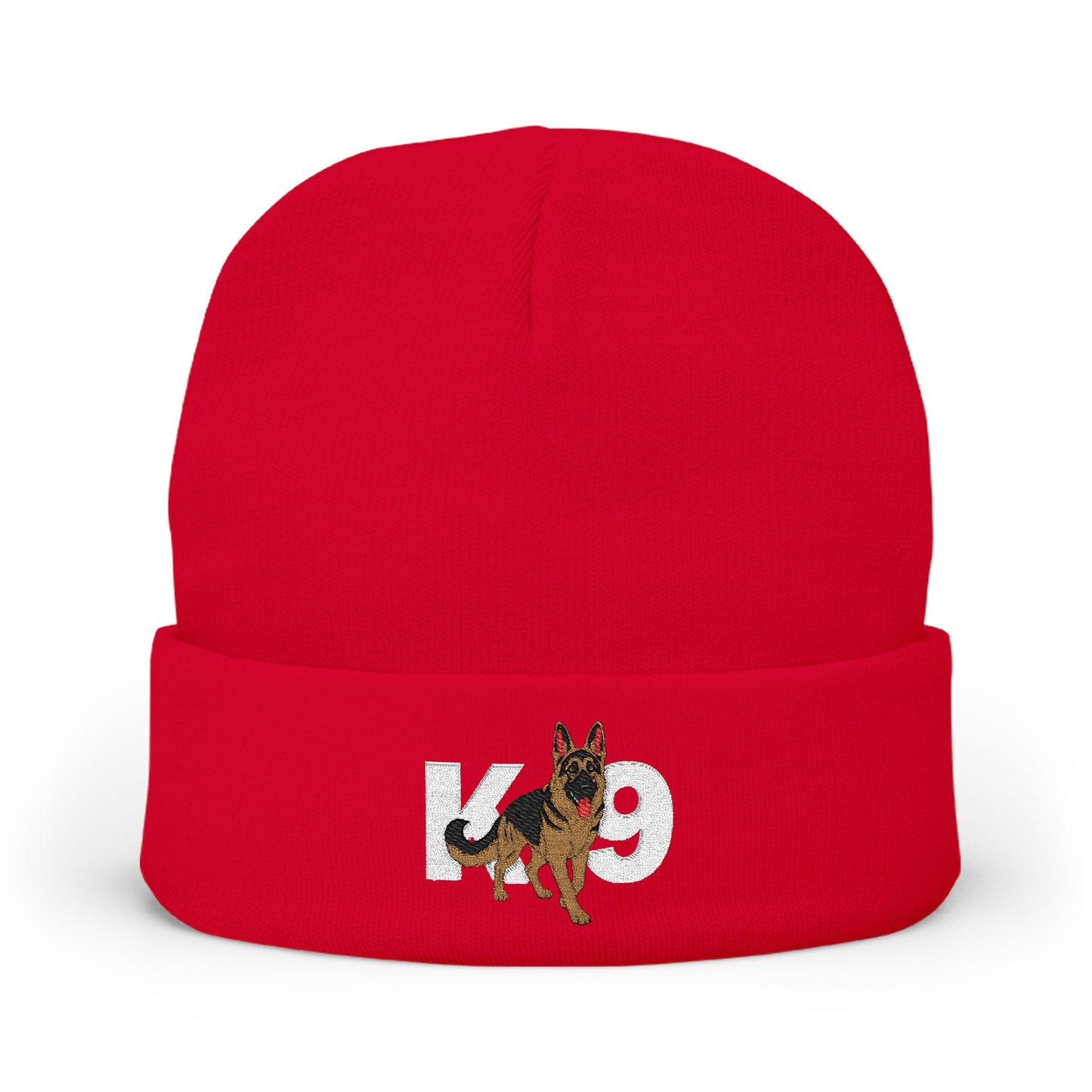 K9 Embroidered Knit Beanie Featuring a German Shepherd Design | Cozy Pet Lover Hat