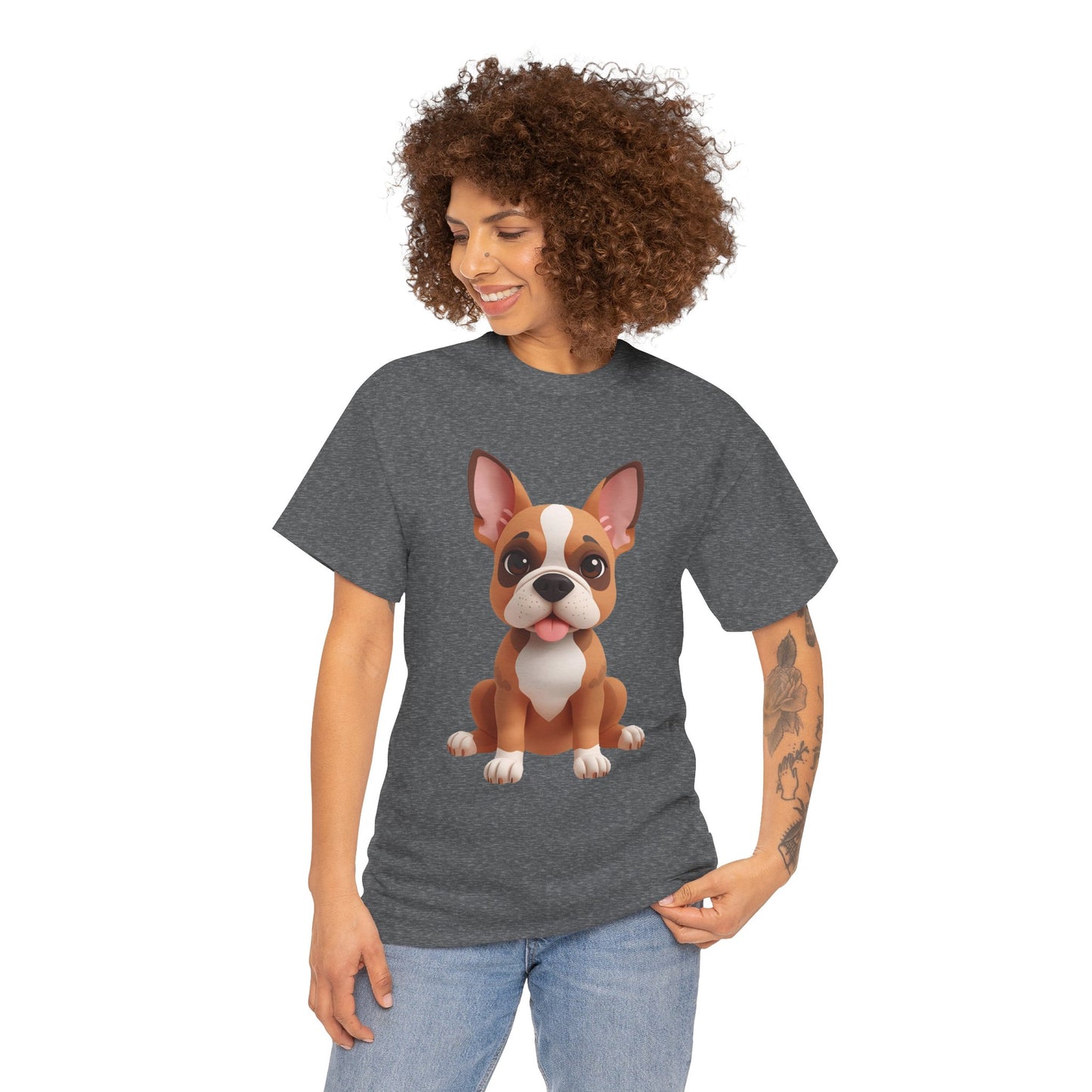 Cute 3D French Bulldog T-Shirt Unisex Heavy Cotton Tee, Dog Lover Gift