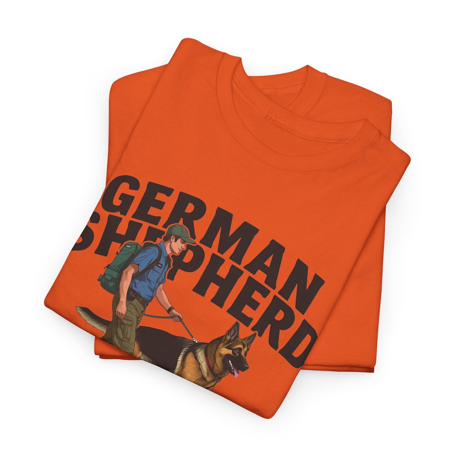 German Shepherd Trainer Tee - Man Holding a German Shepherd | Dog Lover Gift