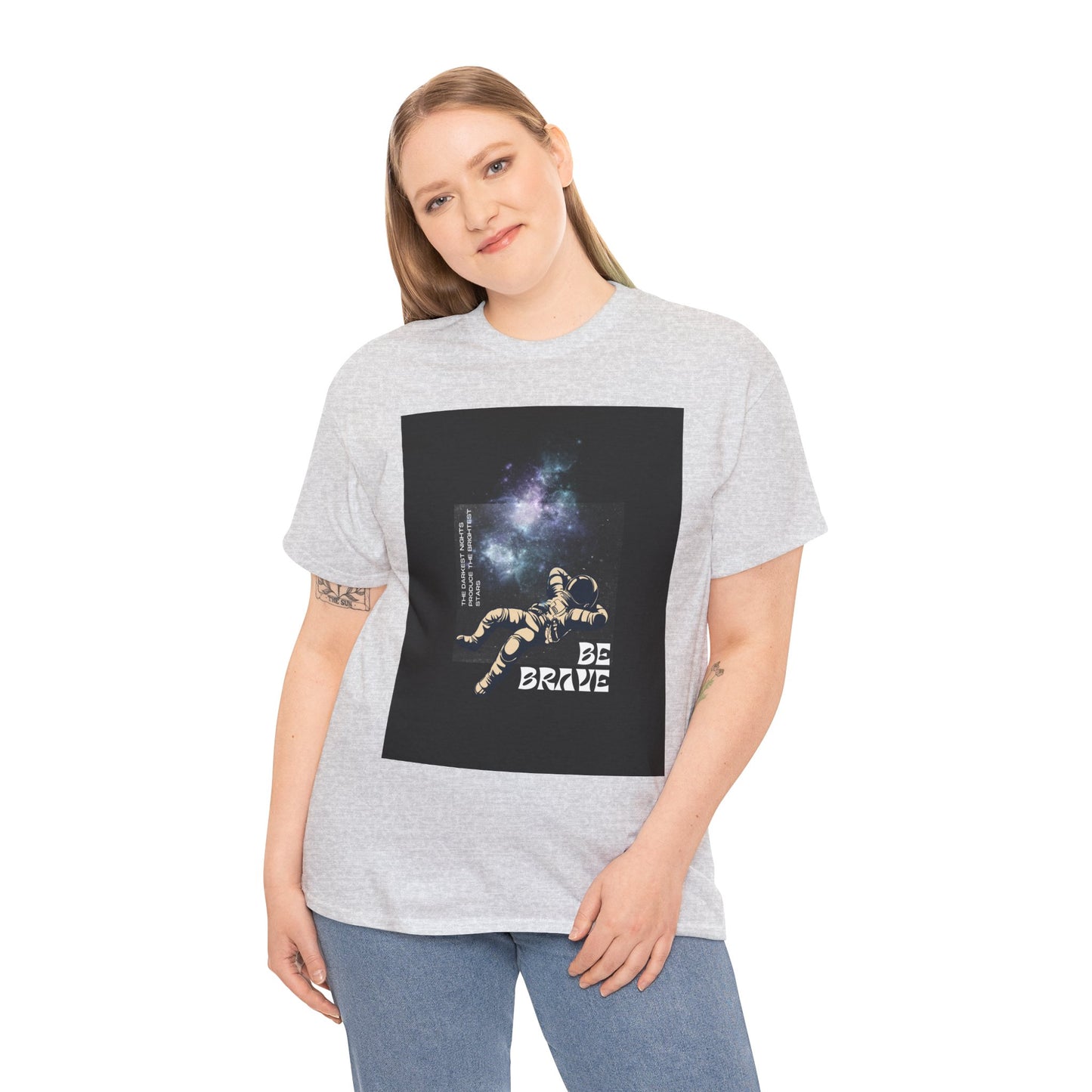 Be Brave Tee, Inspirational T-Shirt, Unisex Cotton Top, Space Graphic Shirt, Motivational Gift, Everyday Wear