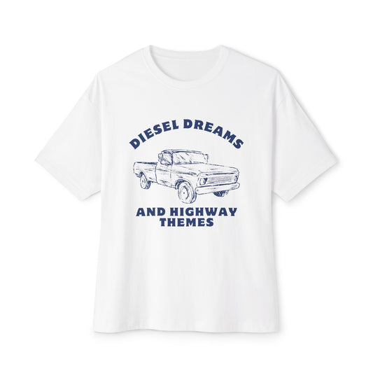 Diesel Dreams Boxy Tee - Unisex Oversized Graphic Shirt for Truck Lovers, Casual Wear, Gift for Him/Her, Summer Comfort, Road Trip Apparel