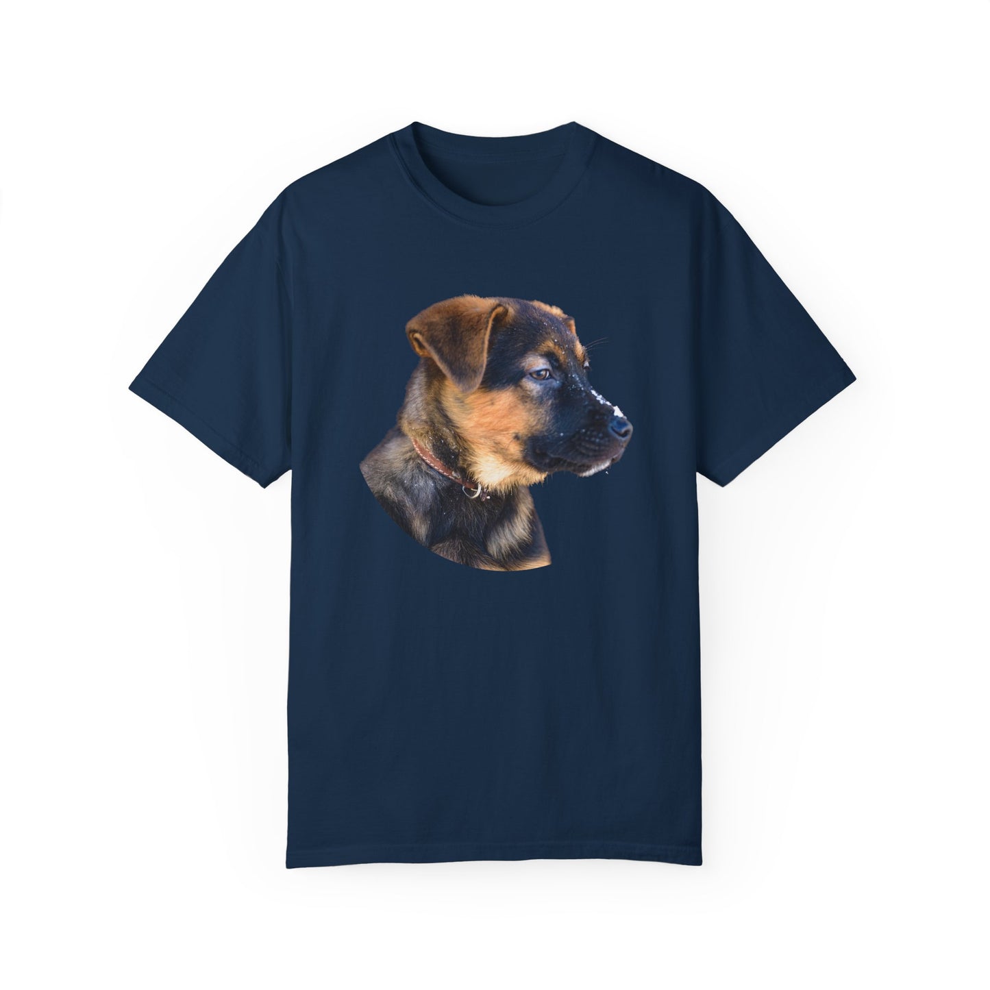 Unisex T-Shirt With Close Up Face of German Shepherd Puppy With Floppy Ears