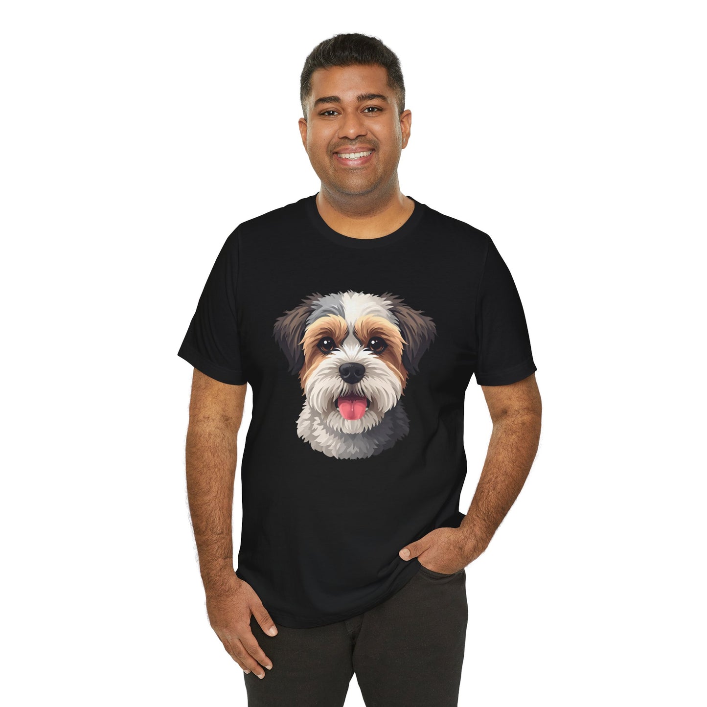 Unisex Dog Lover T-Shirt Featuring a 3D Design of Cute Fluffy Bichon Frise Mix | Gift for Dog Owners