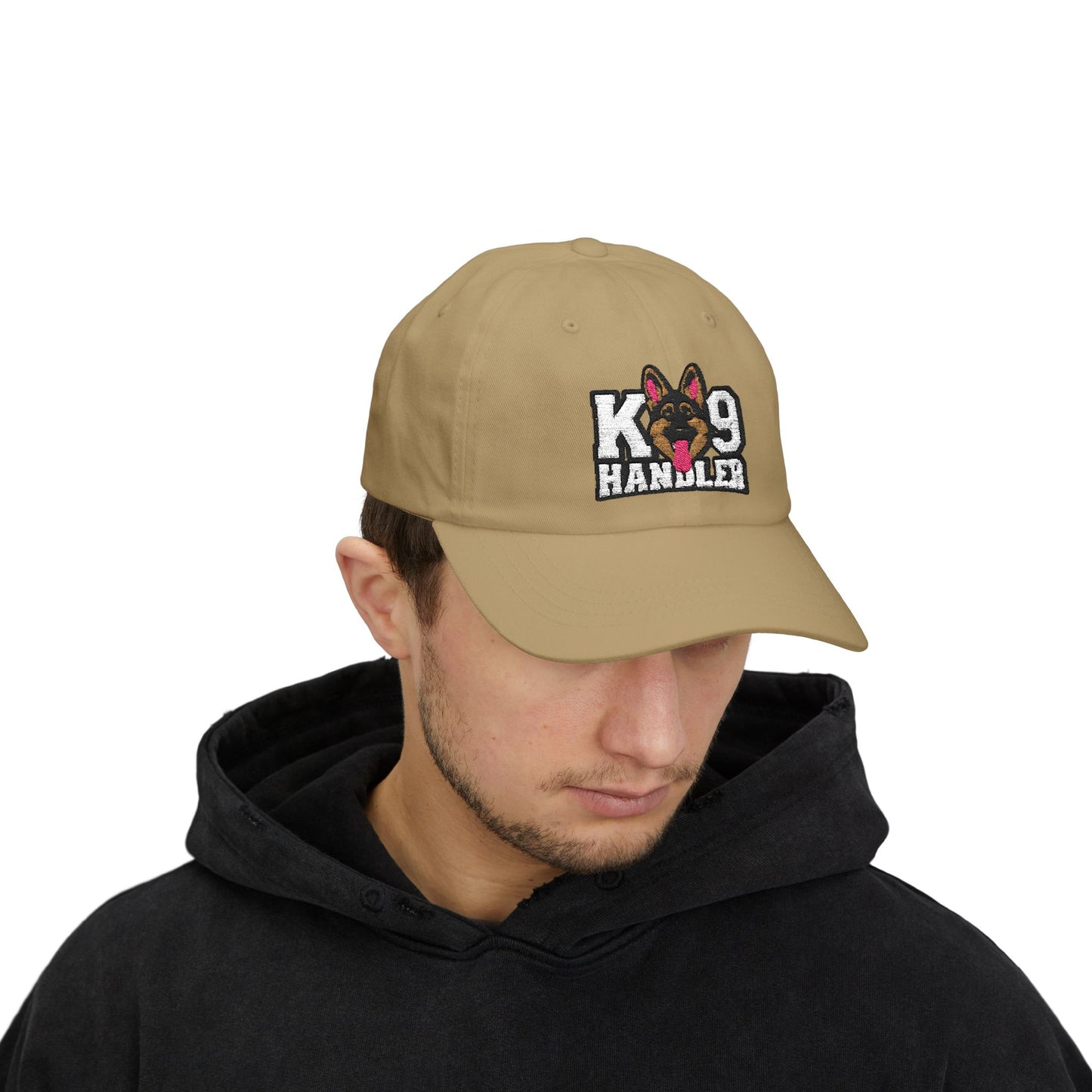 K9 Handler Classic Embroidered Dad Cap Featuring German Shepherd – Perfect Gift for Dog Lovers, Adjustable Hat for Outdoor Adventures