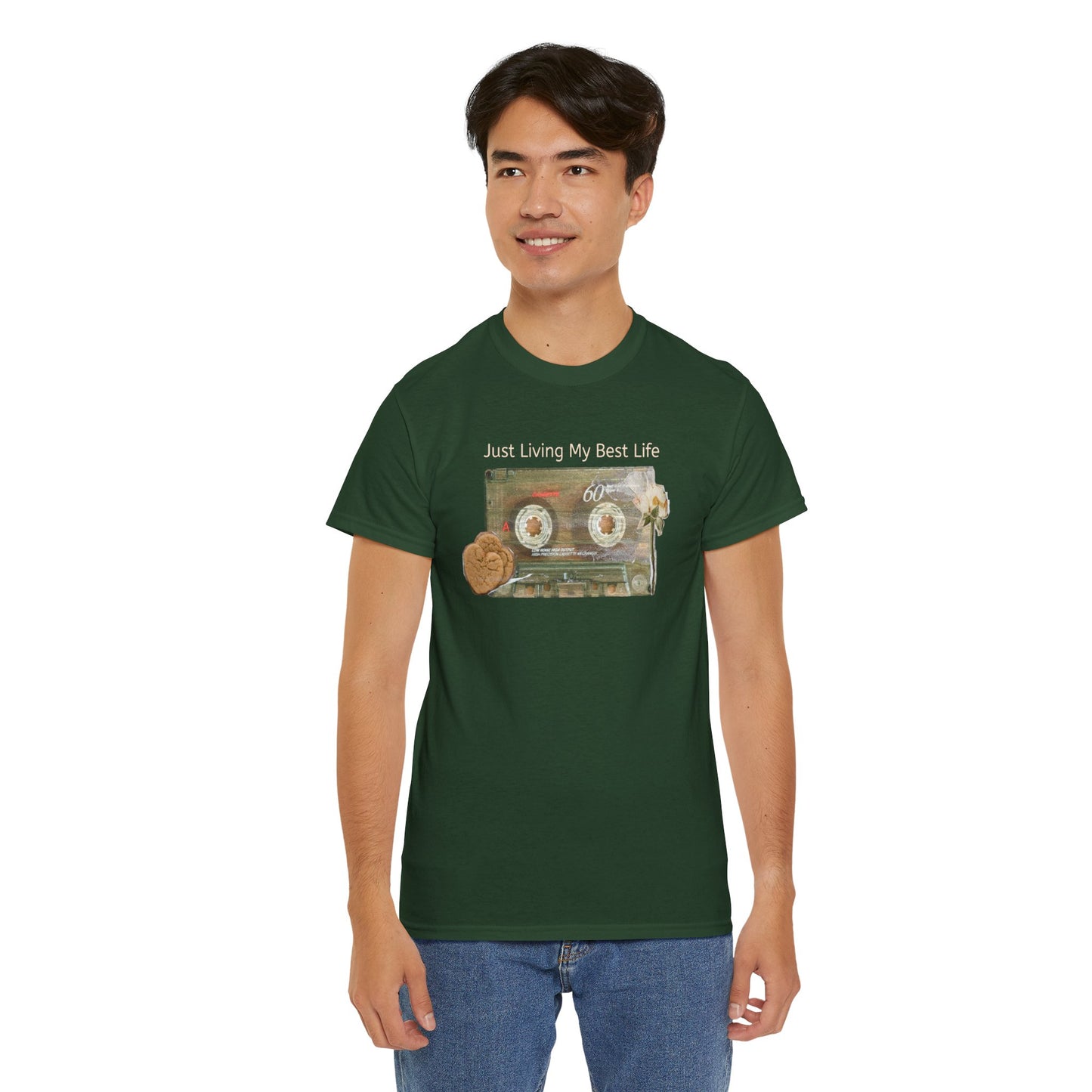 Just Living My Best Life Tee, Vintage Cassette T-Shirt, Casual Wear, Gift for Friends, Music Lover's Apparel