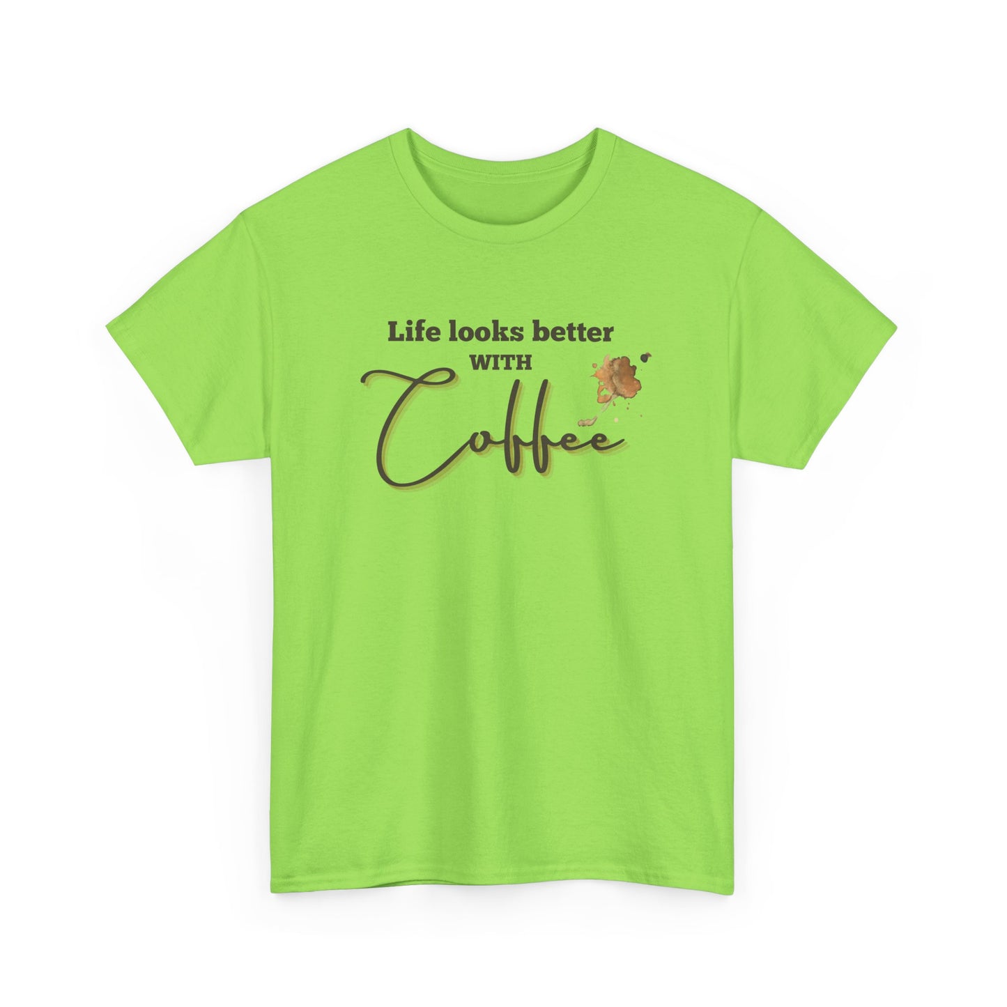 Life Looks Better with Coffee Tee | Unisex Cotton Tee for Coffee Lovers, Gift for Birthdays, Anniversaries, Casual Wear, Coffee-themed