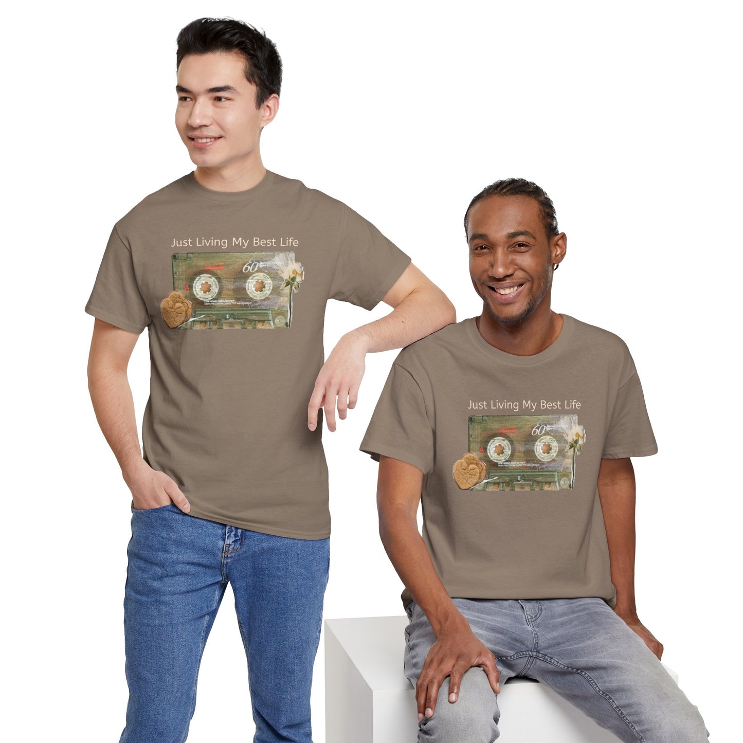 Just Living My Best Life Tee, Vintage Cassette T-Shirt, Casual Wear, Gift for Friends, Music Lover's Apparel