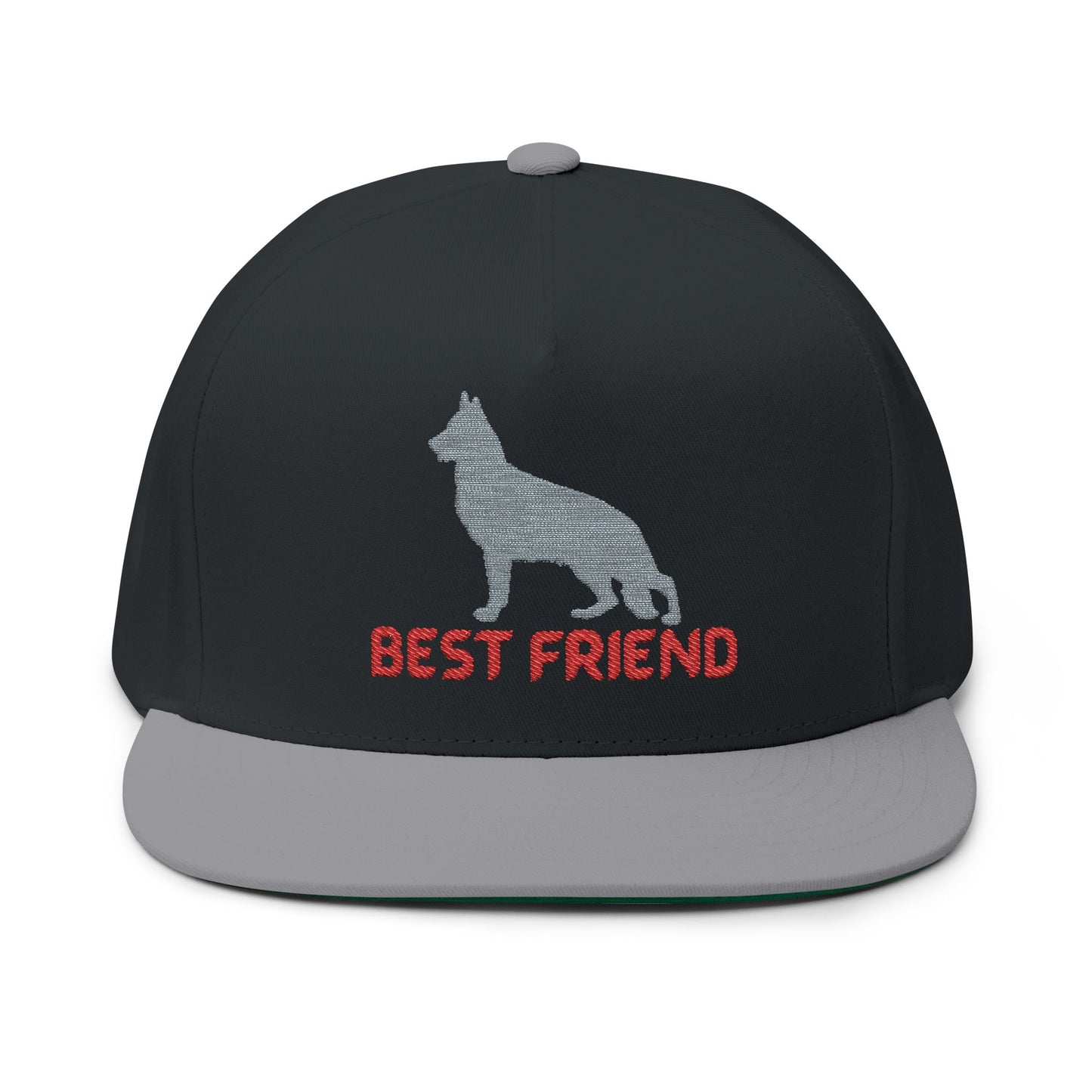 German Shepherd Flat Bill Embroidered Cap - Best Friend