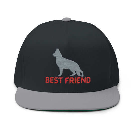 German Shepherd Flat Bill Embroidered Cap - Best Friend